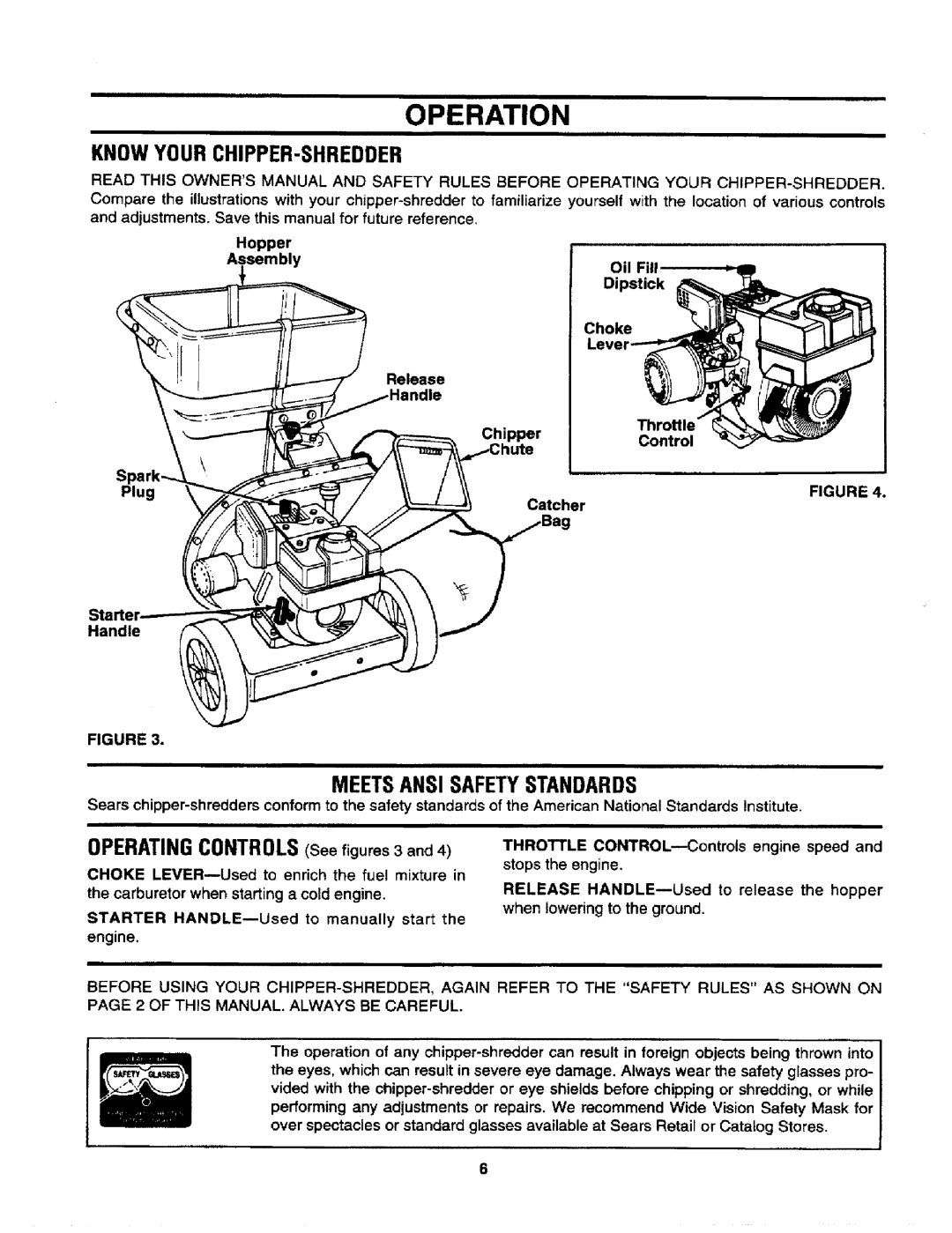 Craftsman 247.795940 manual Operation, Know Your CHIPPER-SHREDDER, Meets Ansi Safetystandards 