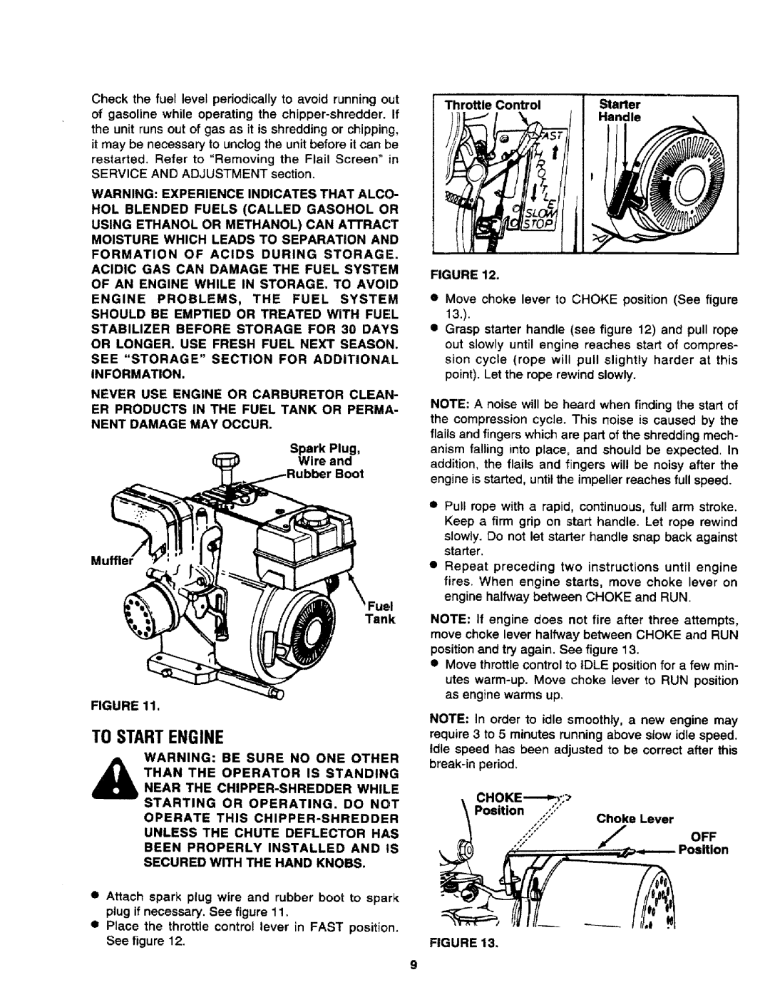 Craftsman 247.795940 manual To Startengine, Secured with the Hand Knobs, Choke 