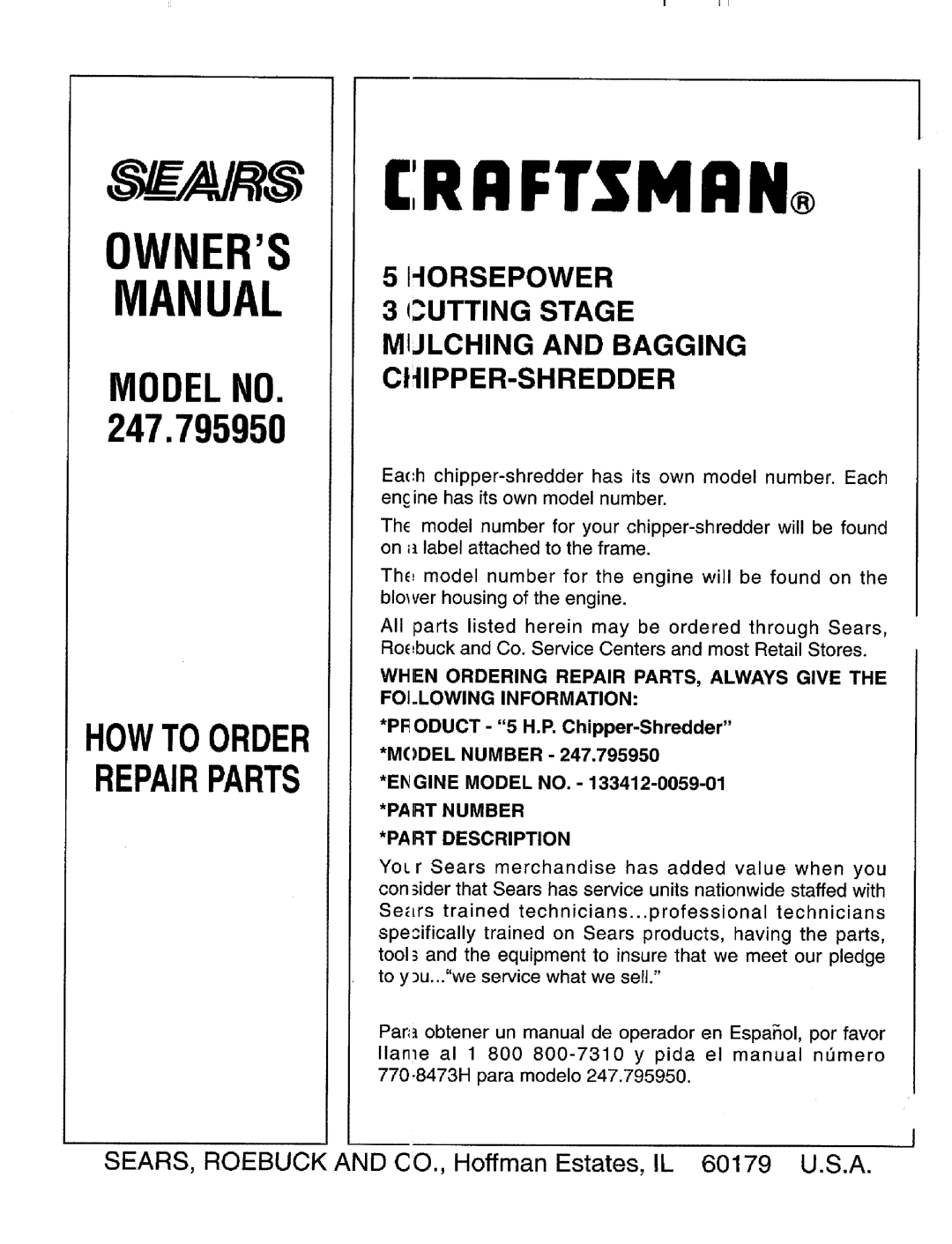 Craftsman 247.795950 manual Irrftsmrn, Mijlching and Bagging 