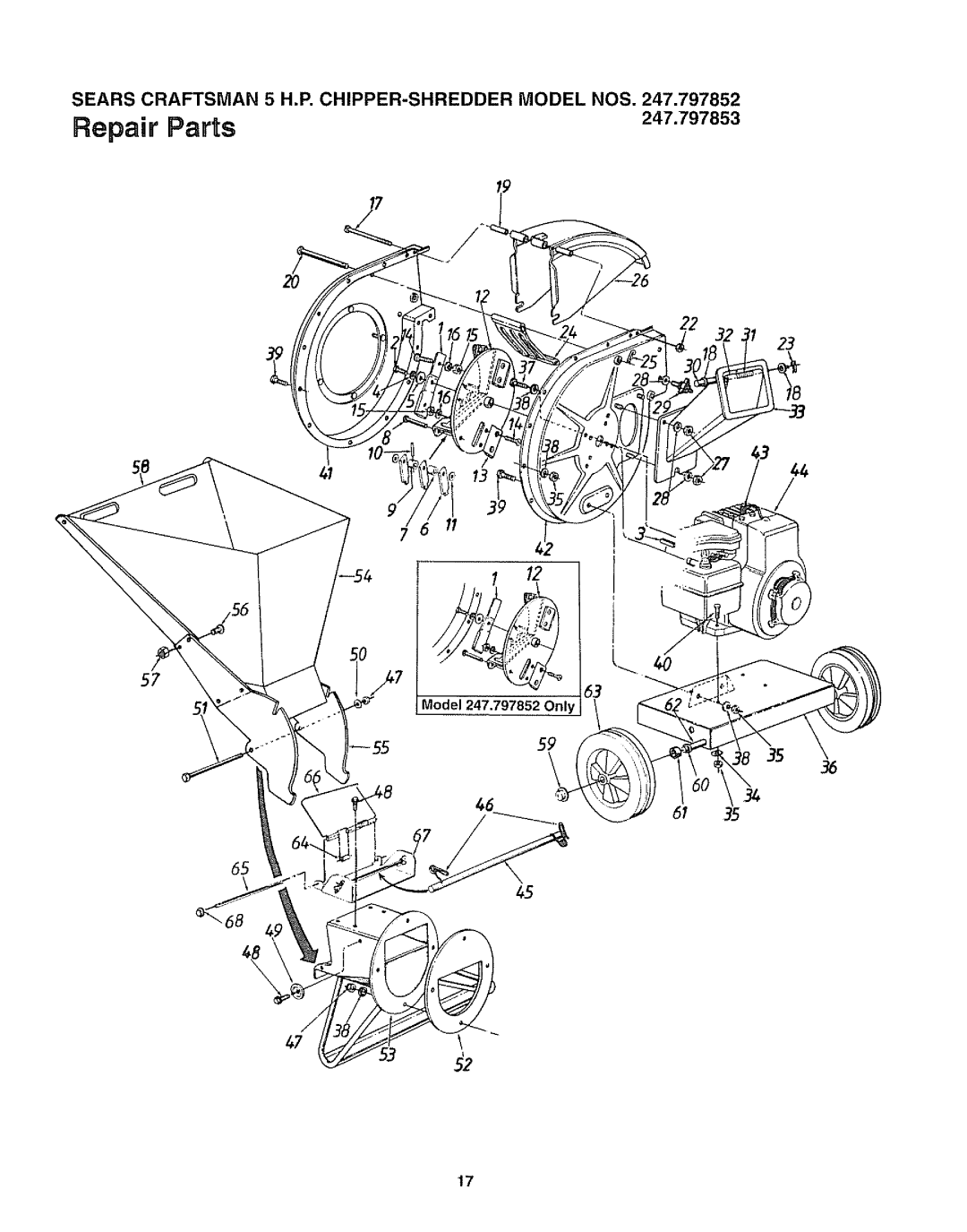 Craftsman 247.797852 manual Repair Parts 247.797853 