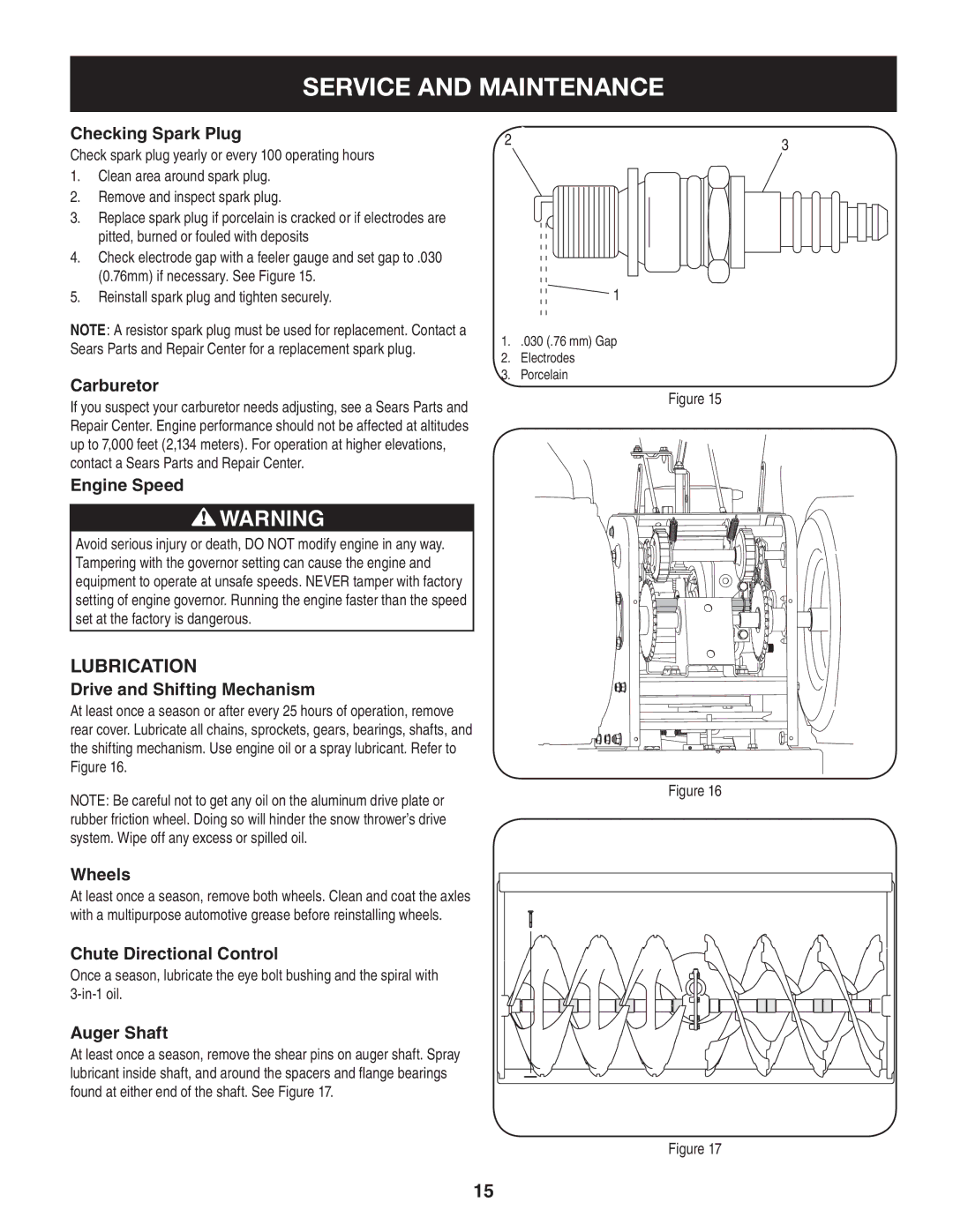 Craftsman 247.88045 manual Lubrication 