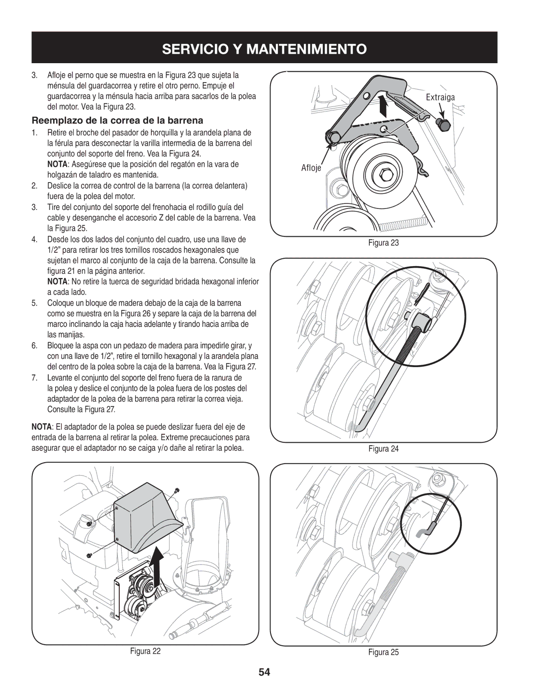 Craftsman 247.88045 manual Reemplazo de la correa de la barrena, Del motor. Vea la Figura, Holgazán de taladro es mantenida 