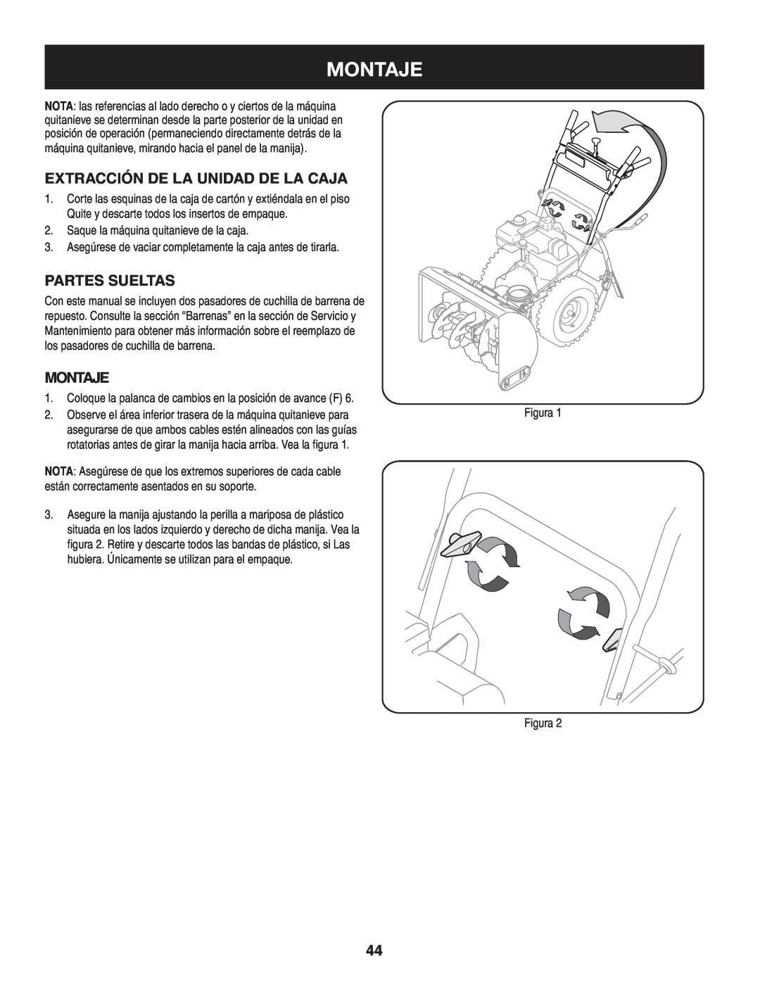 Craftsman 247.8819 operating instructions Montaje, Extracción de la unidad de la caja, Partes sueltas, MOntaje 