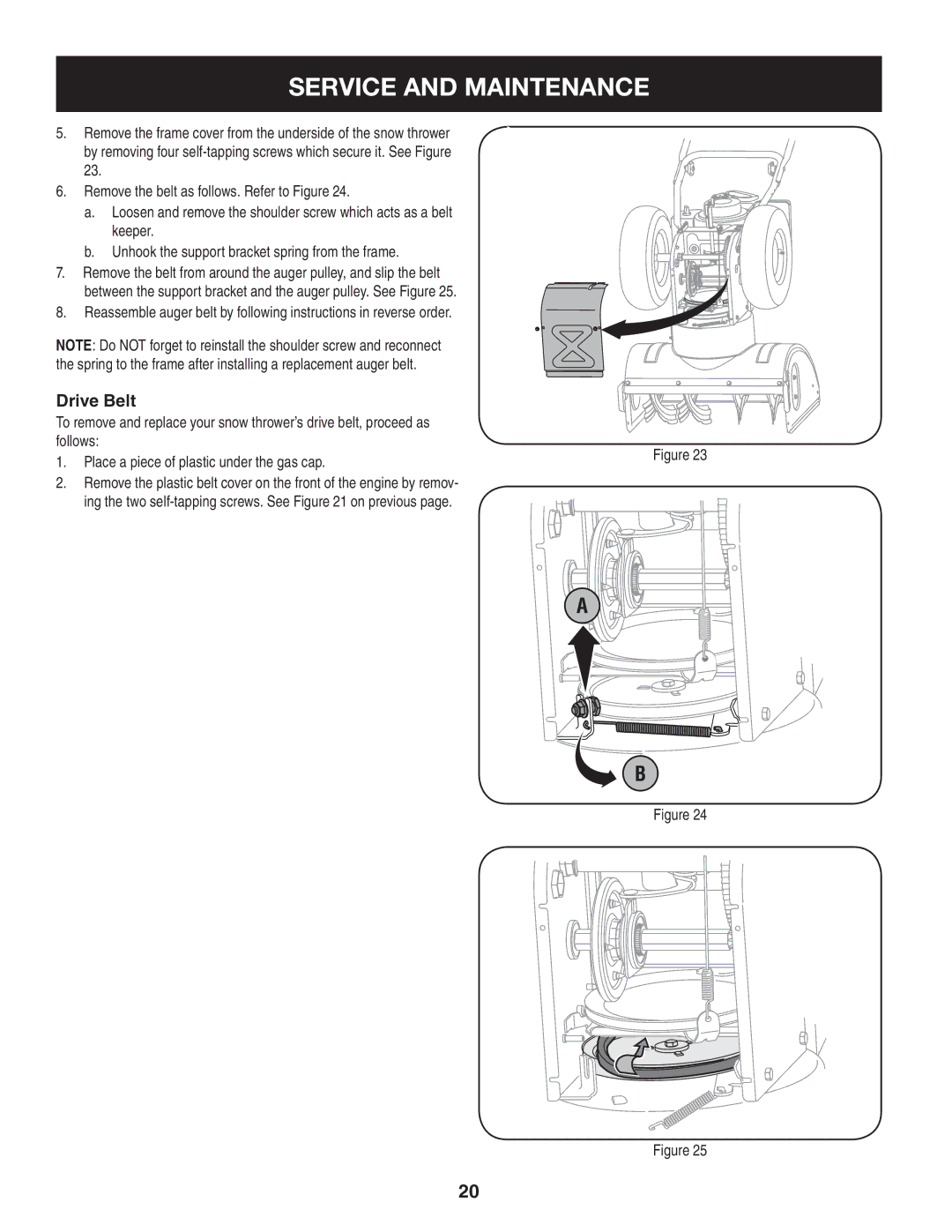 Craftsman 247.8819 operating instructions Drive Belt 