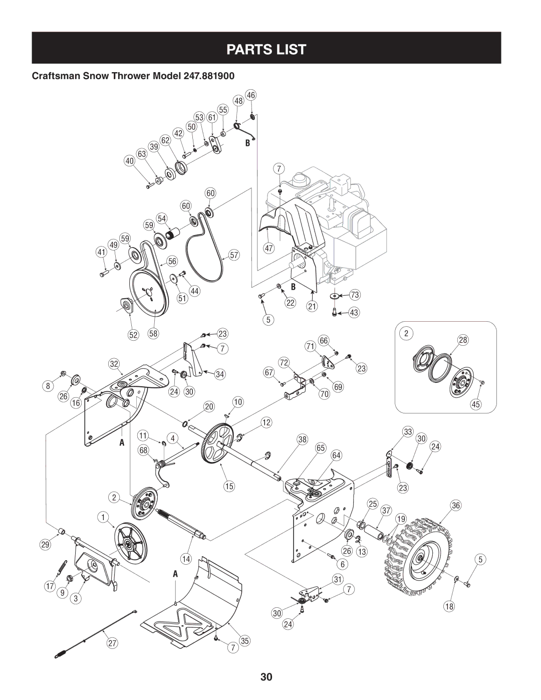 Craftsman 247.8819 operating instructions Parts List 