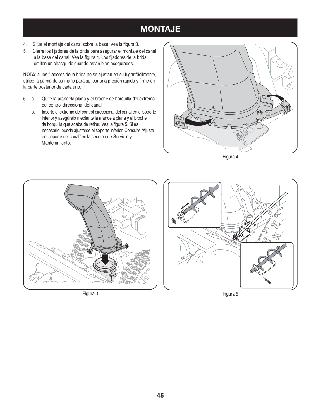 Craftsman 247.8819 operating instructions Sitúe el montaje del canal sobre la base. Vea la figura 