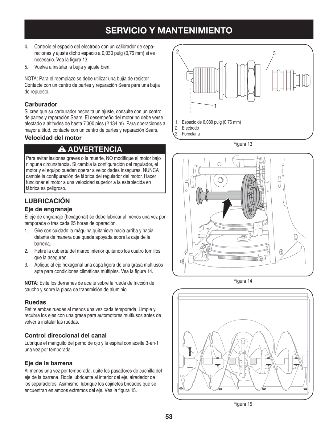 Craftsman 247.8819 operating instructions Lubricación 