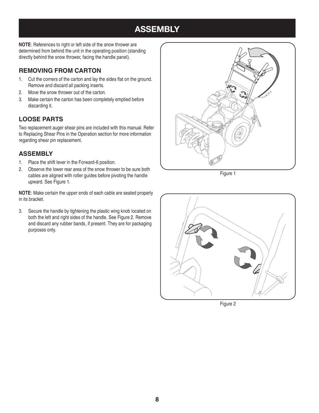 Craftsman 247.8819 operating instructions Assembly, Removing From Carton, Loose Parts 