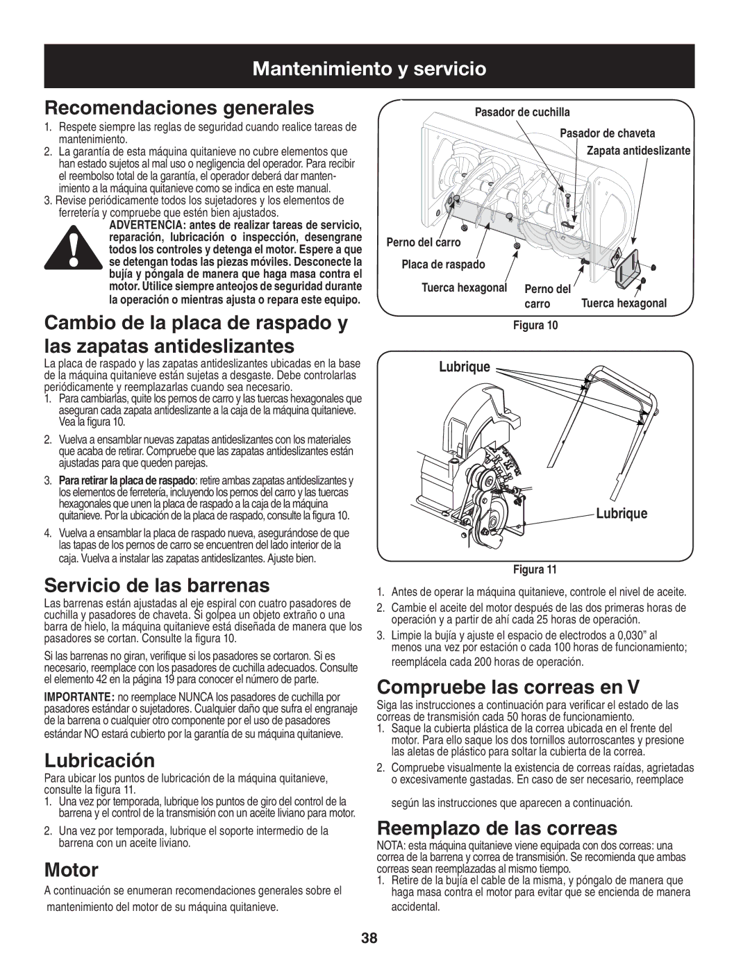 Craftsman 247.88455.1 operating instructions Mantenimiento y servicio 