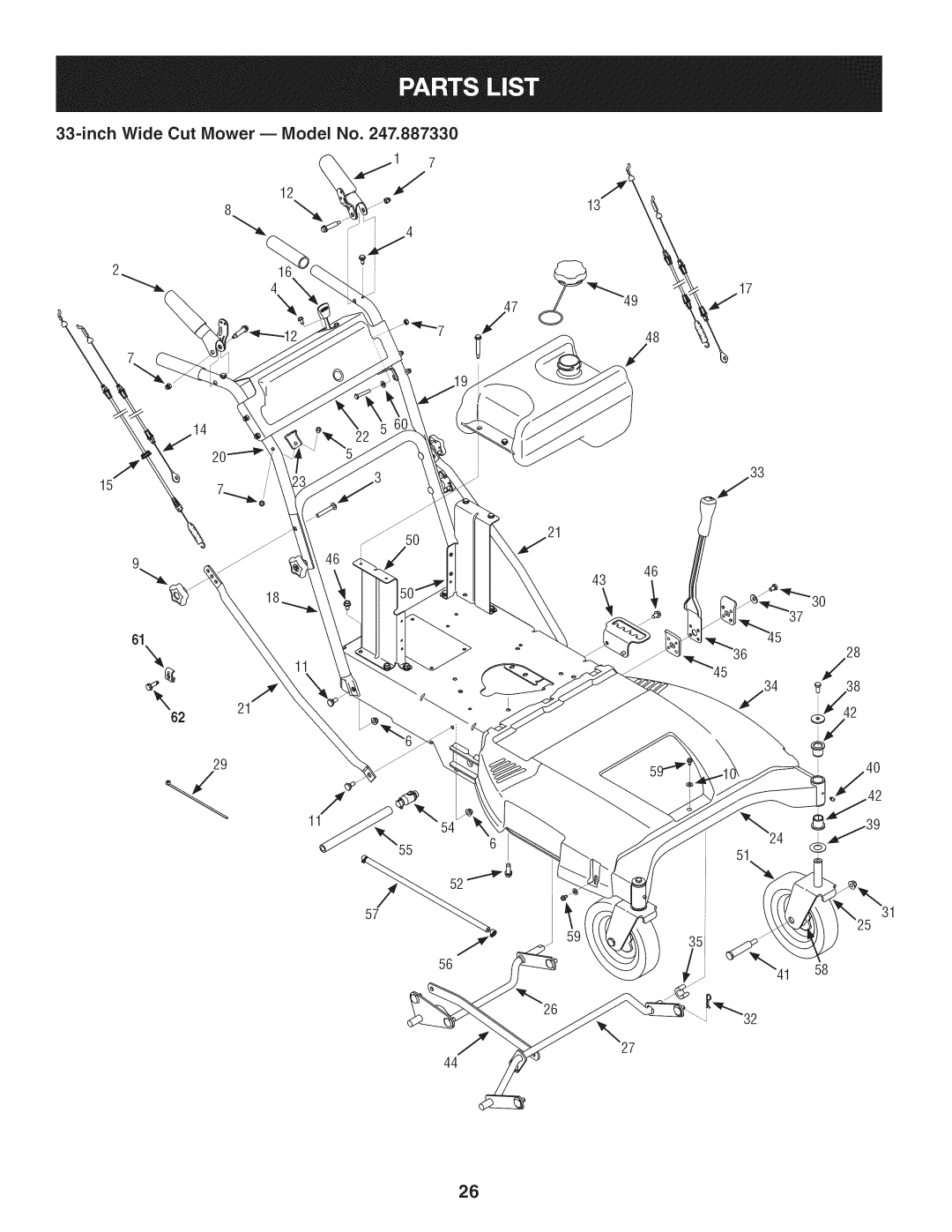 Craftsman 247.887330 manual Inch Wide Cut Mower B Model No 