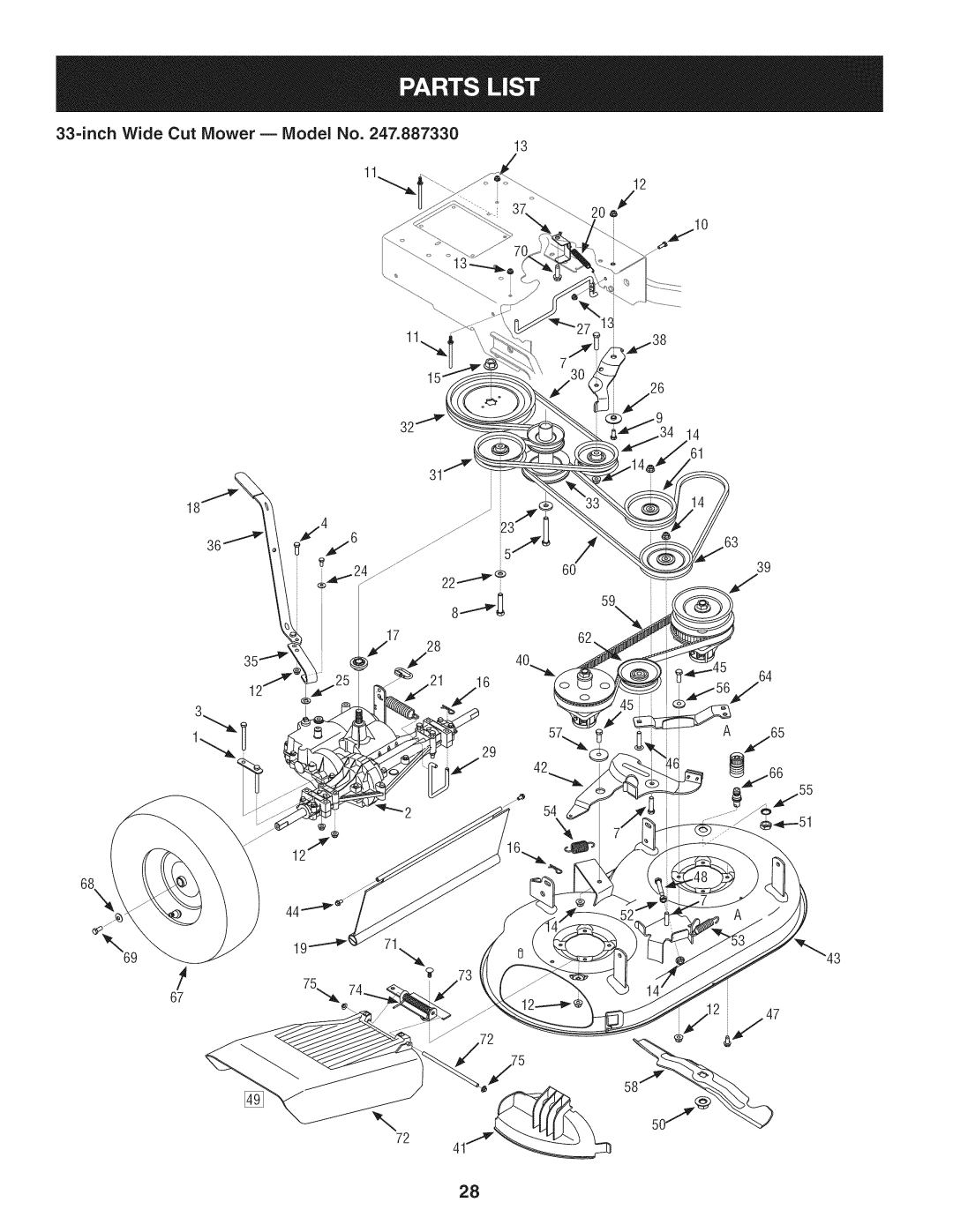 Craftsman 247.887330 manual 33=inchWide Cut Mower B Model No 6O39 