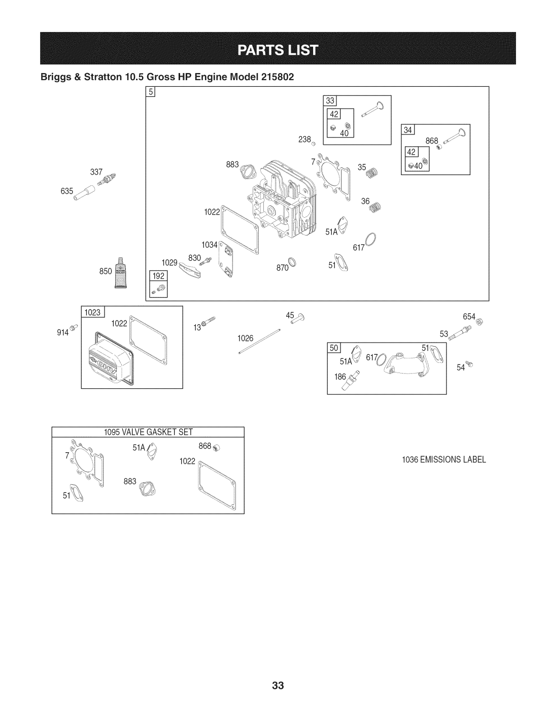 Craftsman 247.887330 manual Briggs & Stratton 10.5 Gross HP Engine Model 238, 1022 1034, 102987 10224654 9146 54% 