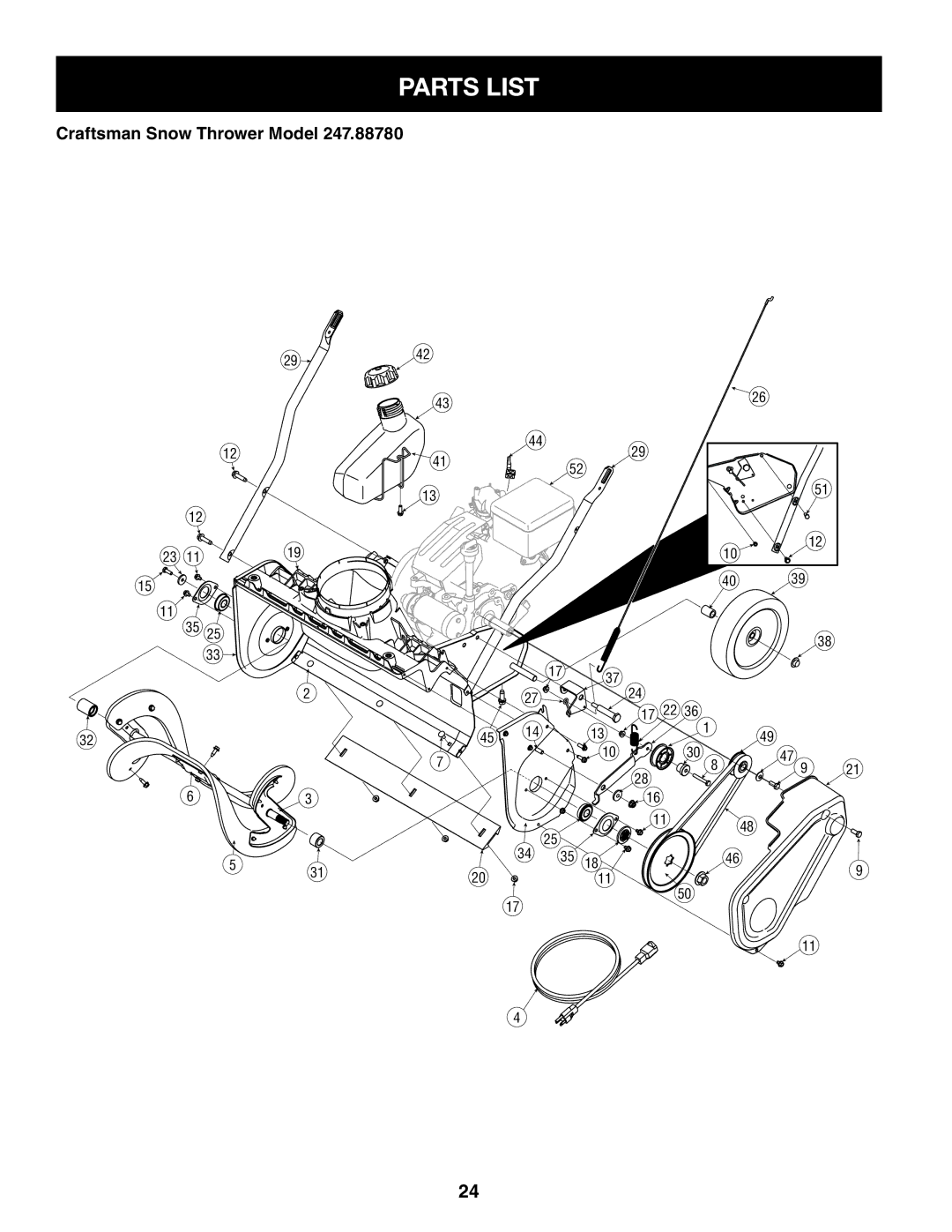 Craftsman 247.8878 manual Parts List 