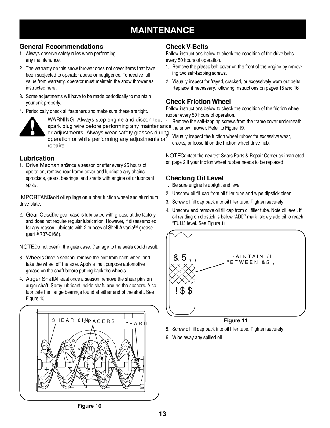 Craftsman 247.8879 manual Maintenance 