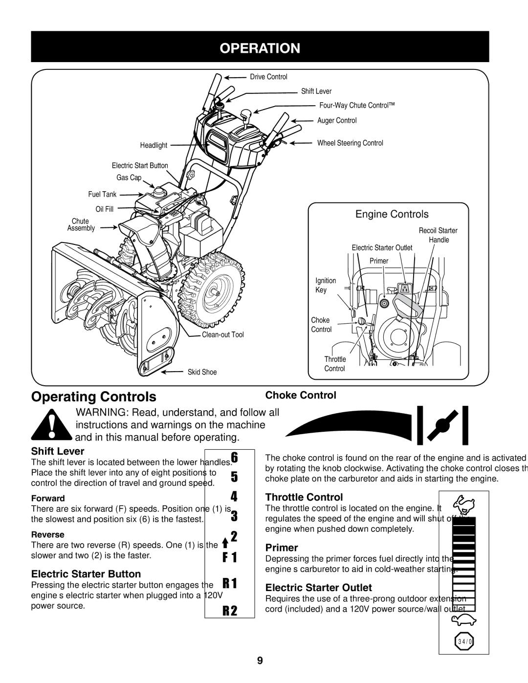 Craftsman 247.8879 manual Operation 