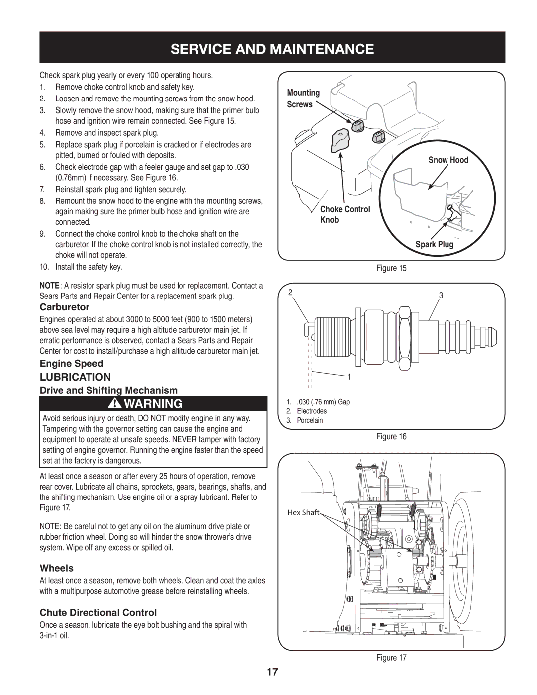 Craftsman 247.88833 manual Lubrication 