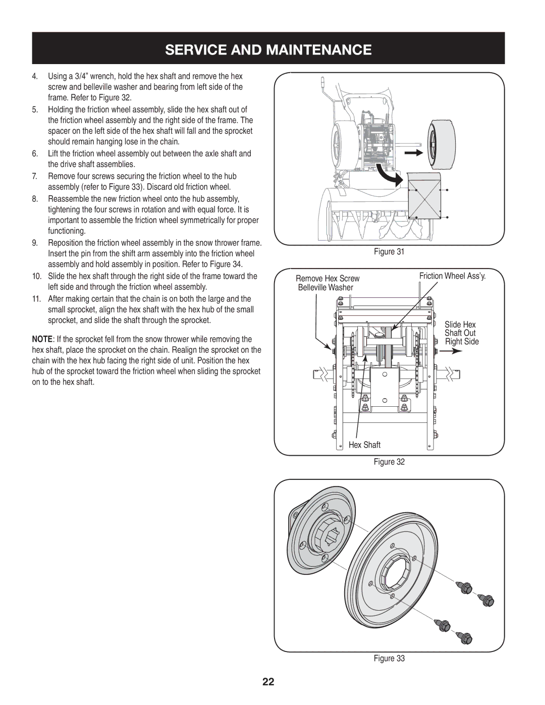 Craftsman 247.88833 manual Service and Maintenance 