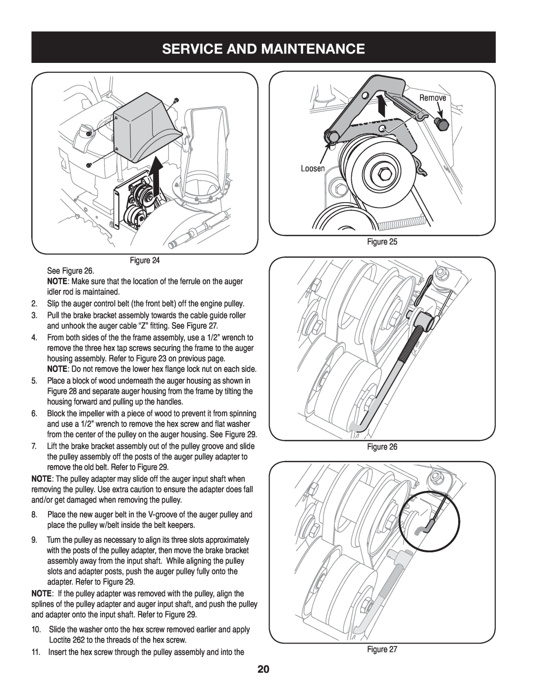 Craftsman 247.88845 Service And Maintenance, See Figure, Slip the auger control belt the front belt off the engine pulley 