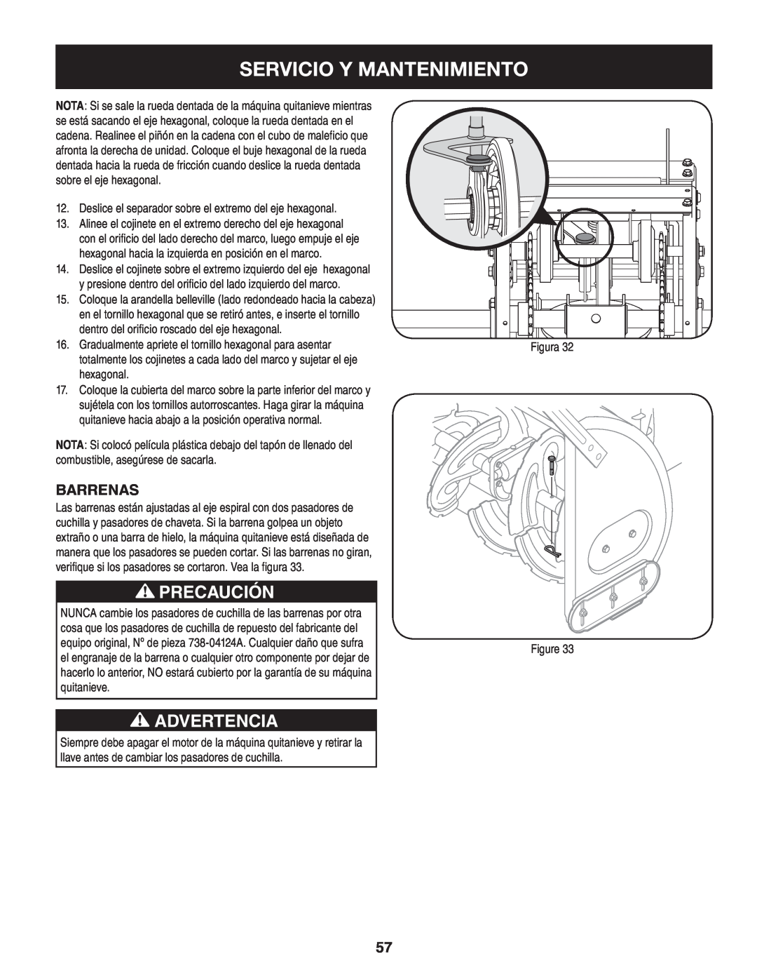 Craftsman 247.88845 manual Servicio Y Mantenimiento, Precaución, Advertencia 