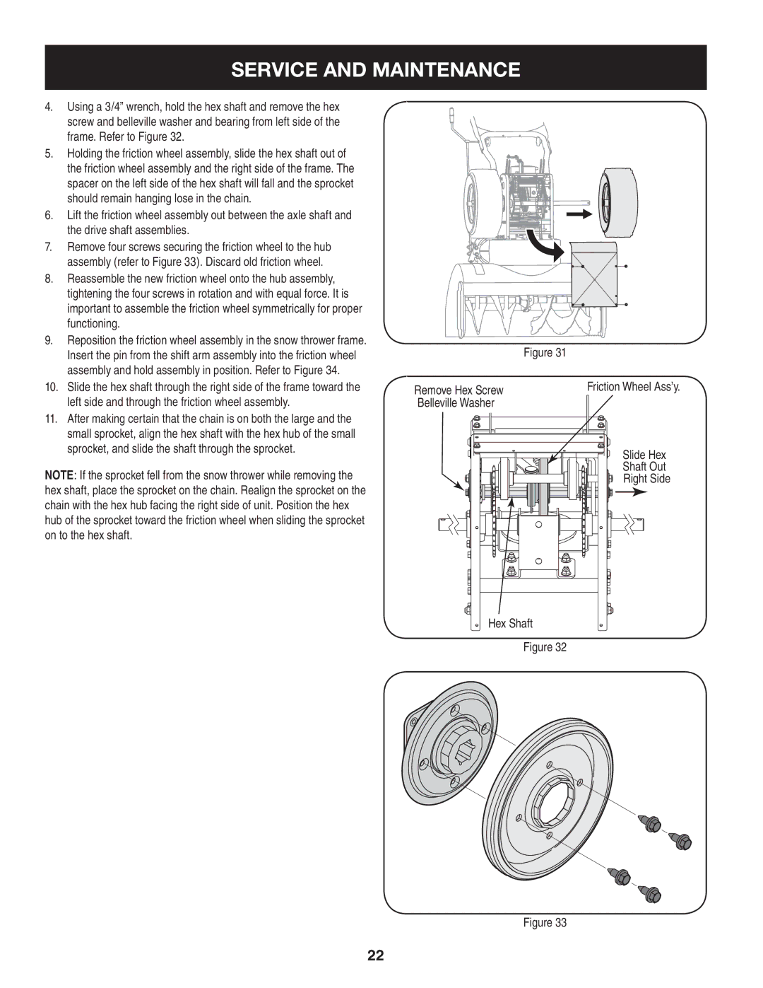 Craftsman 247.88845 manual Service and Maintenance 