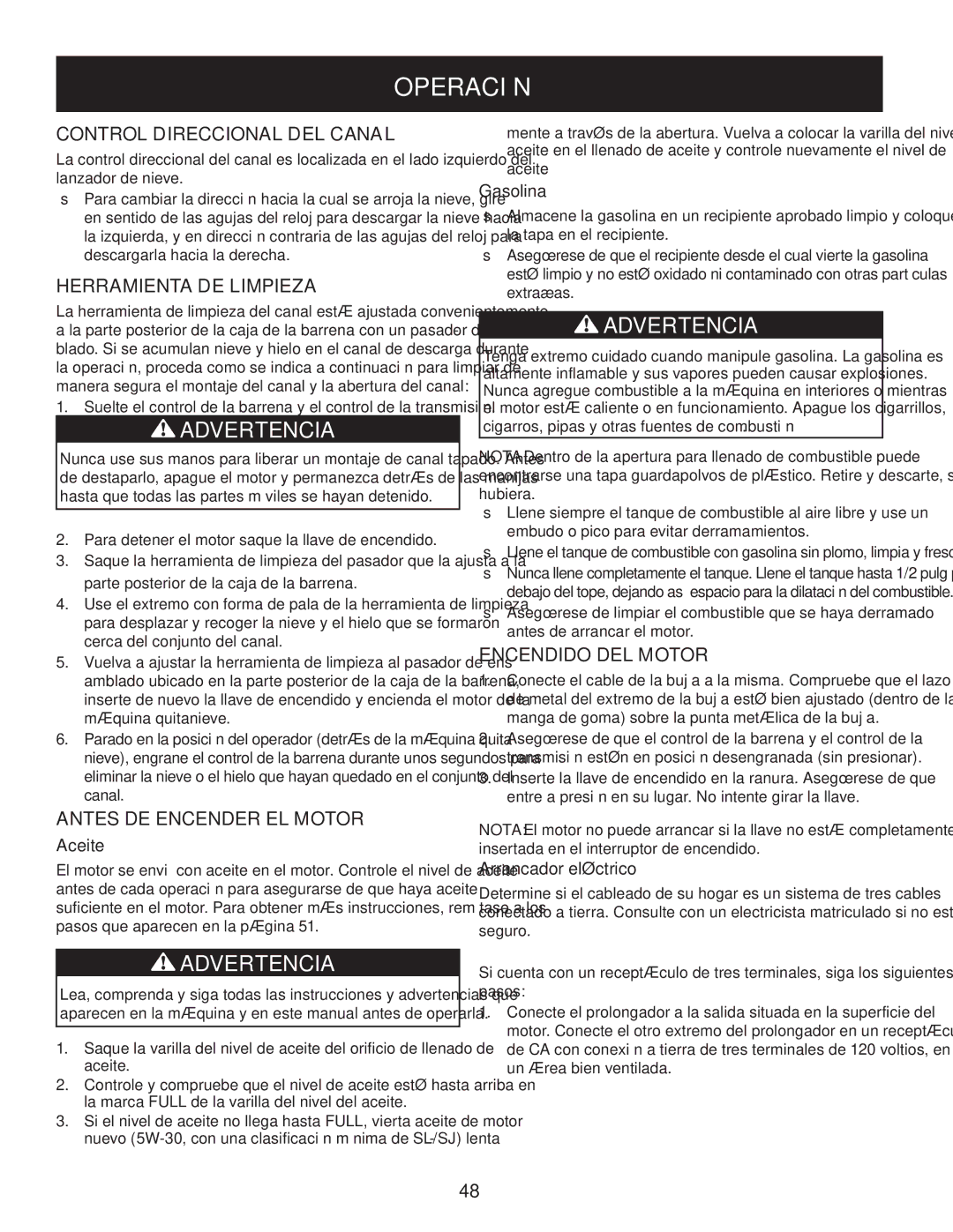 Craftsman 247.88845 manual Control direccional del canal, Herramienta de limpieza, Antes de encender el motor 