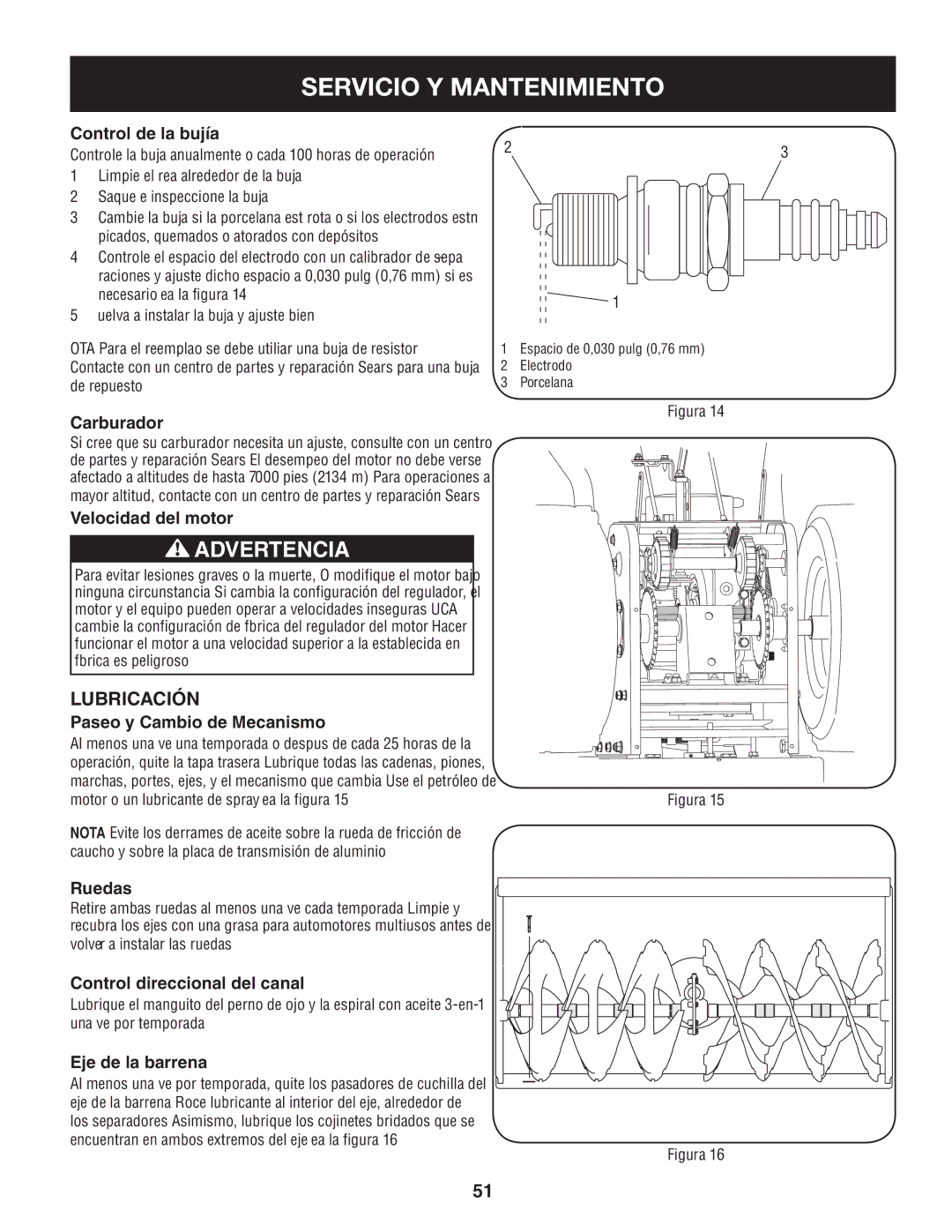 Craftsman 247.88845 manual Lubricación 