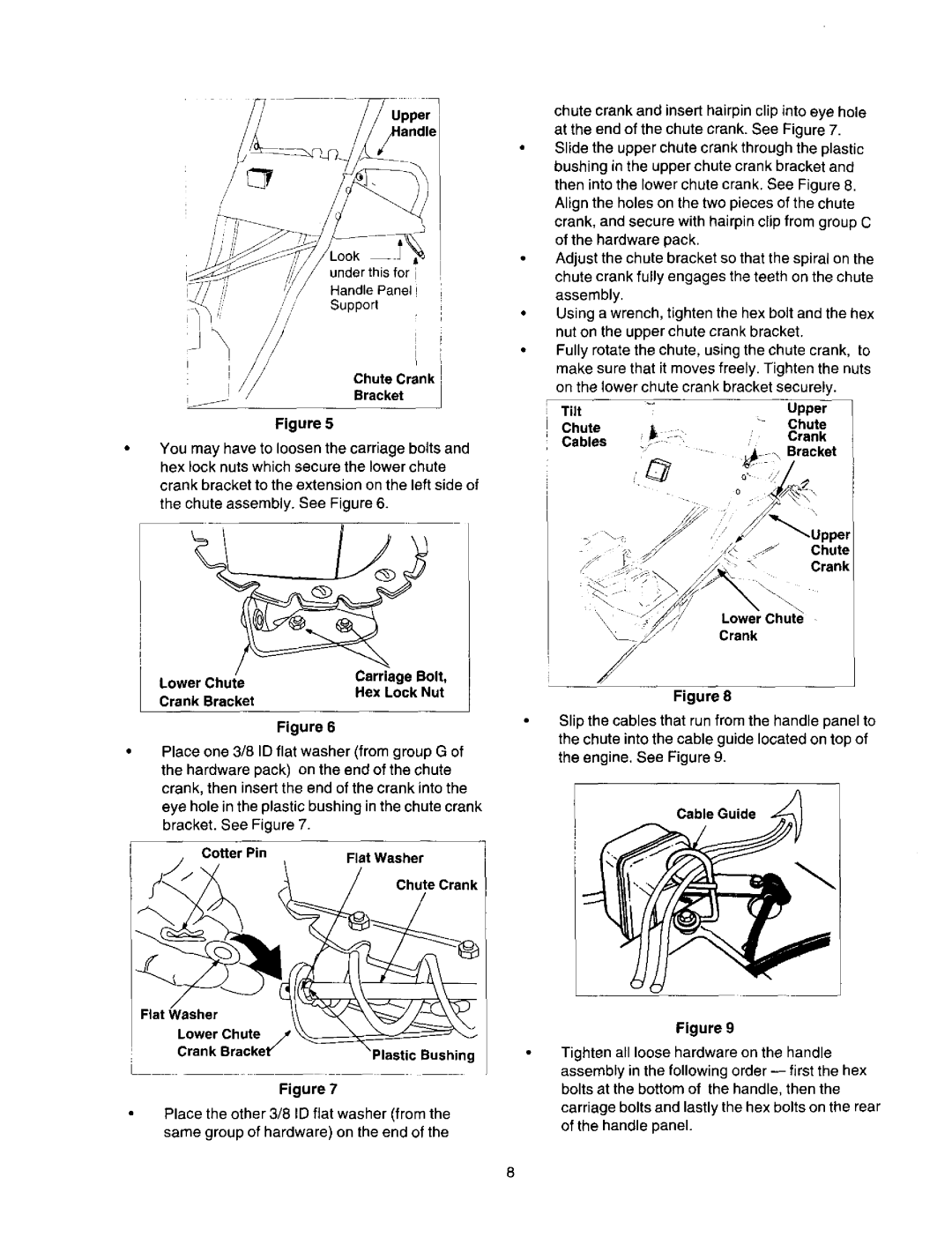 Craftsman 247.88851 Underthisfor i HandlePanel J, Chute Crank Bracket, Cotter Pin, Tilt Upper Chute Crank Cables 