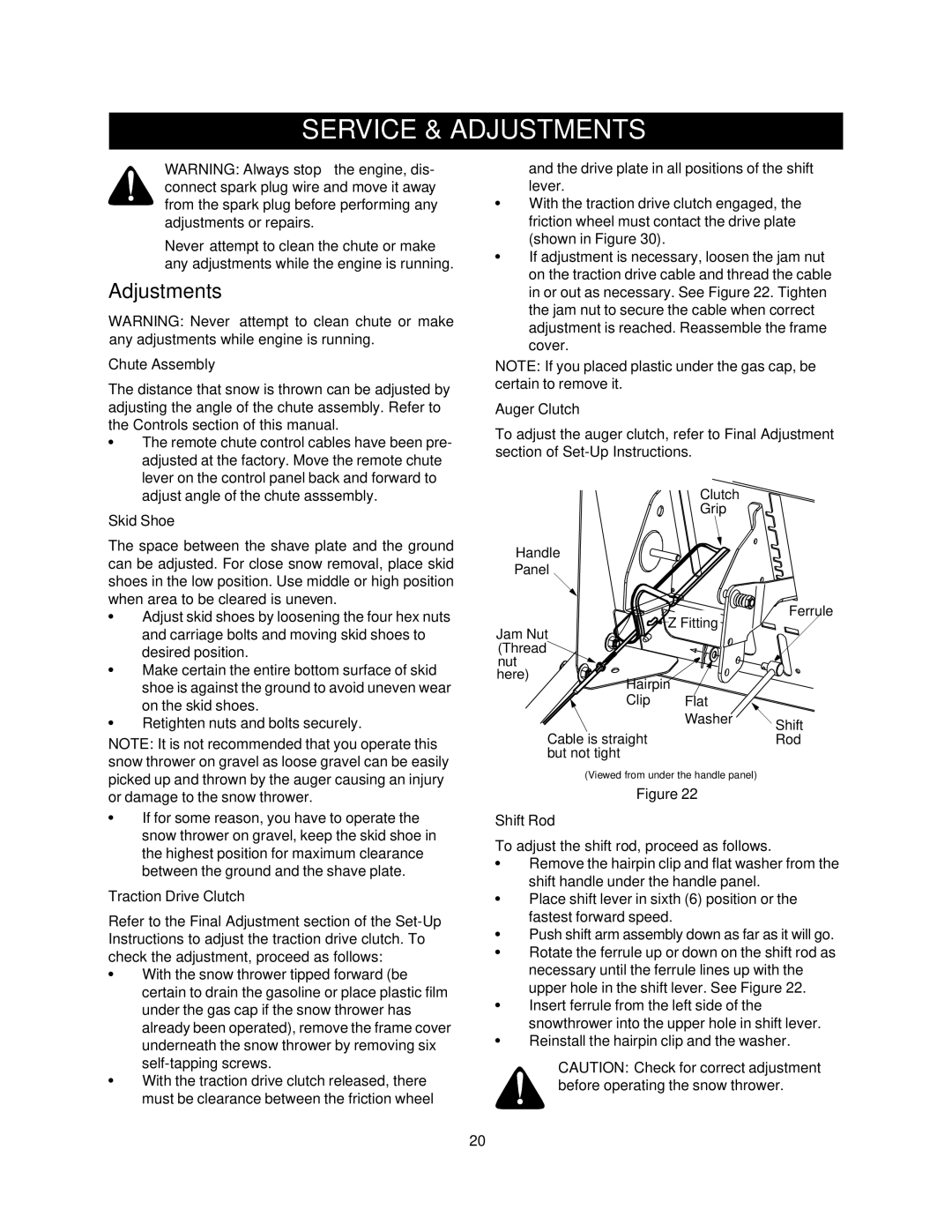 Craftsman 247.88853 owner manual Service & Adjustments 