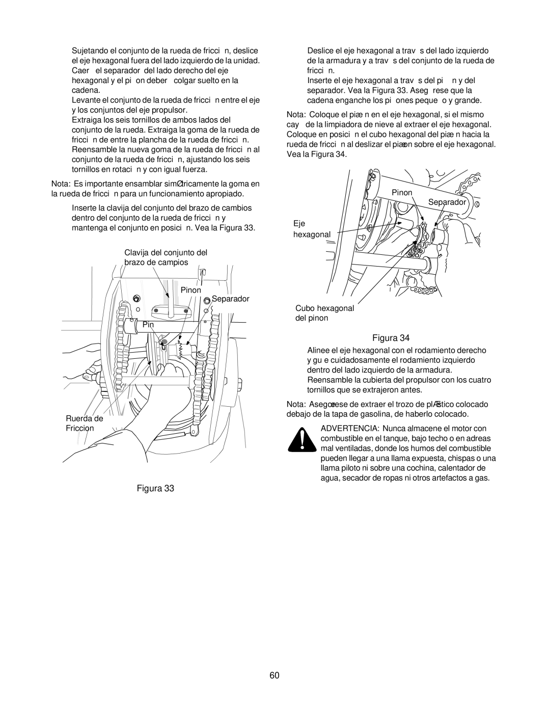 Craftsman 247.88853 owner manual Pinon Separador Eje hexagonal Cubo hexagonal del pinon 