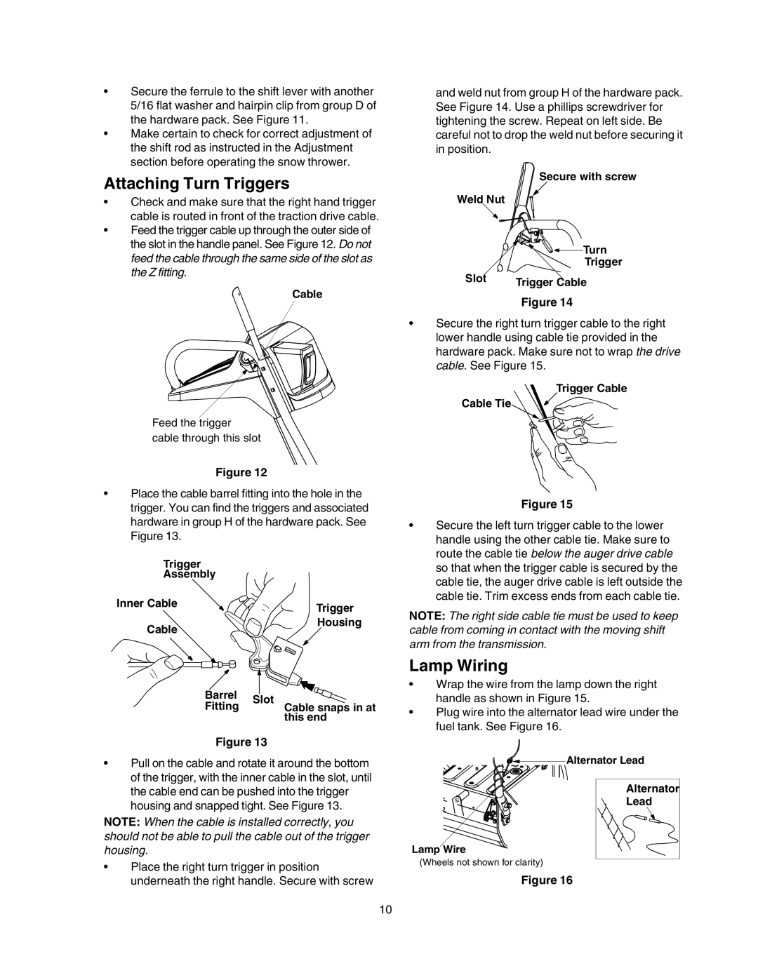 Craftsman 247.88854 owner manual Attaching Turn Triggers, Lamp Wiring 