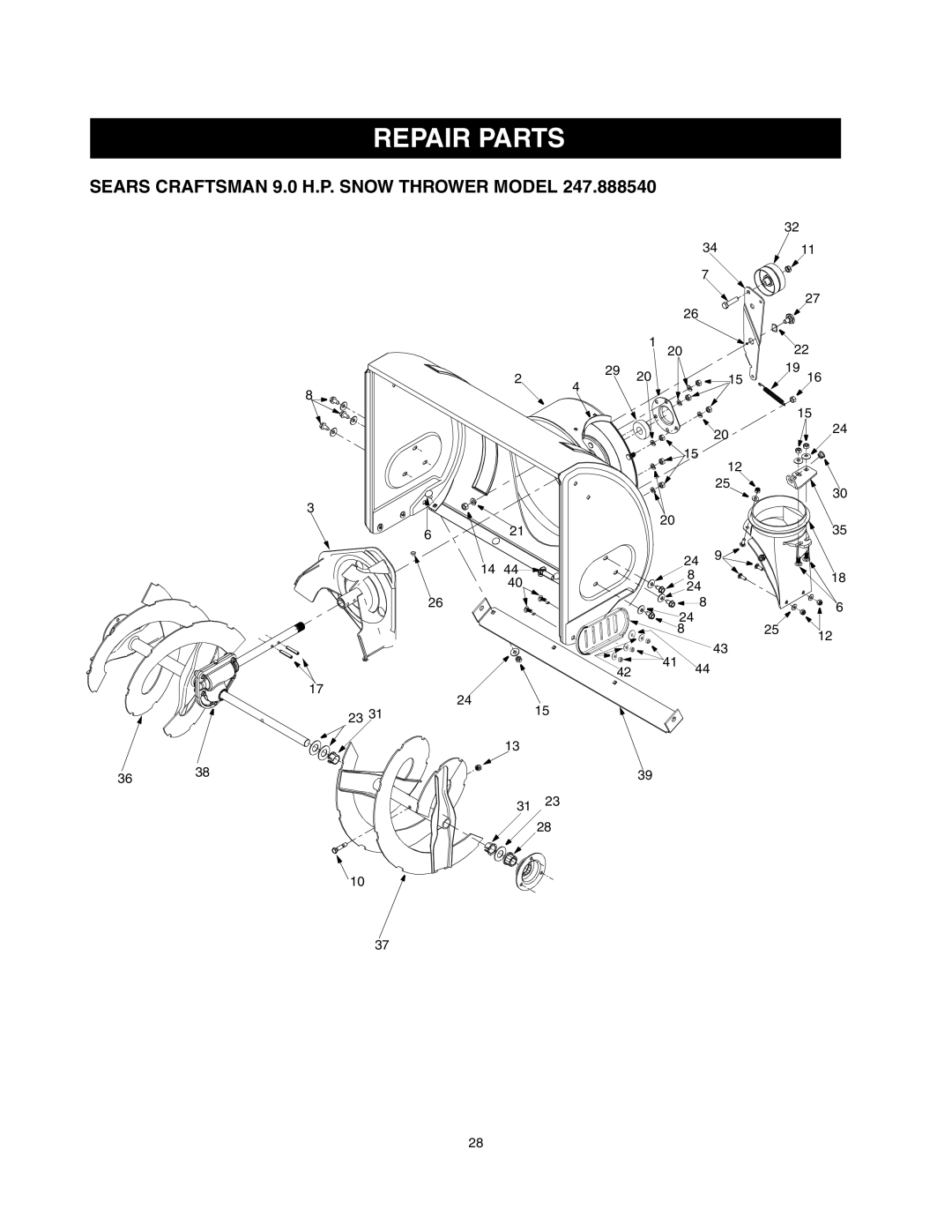 Craftsman 247.88854 owner manual Repair Parts 