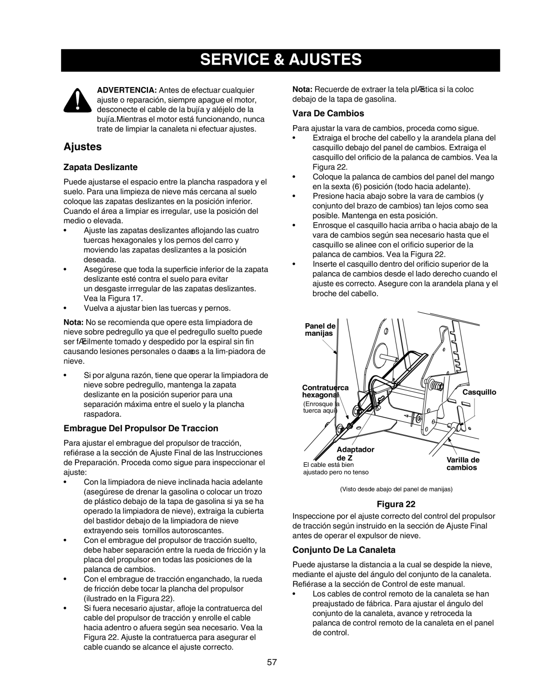 Craftsman 247.88854 owner manual Service & Ajustes 