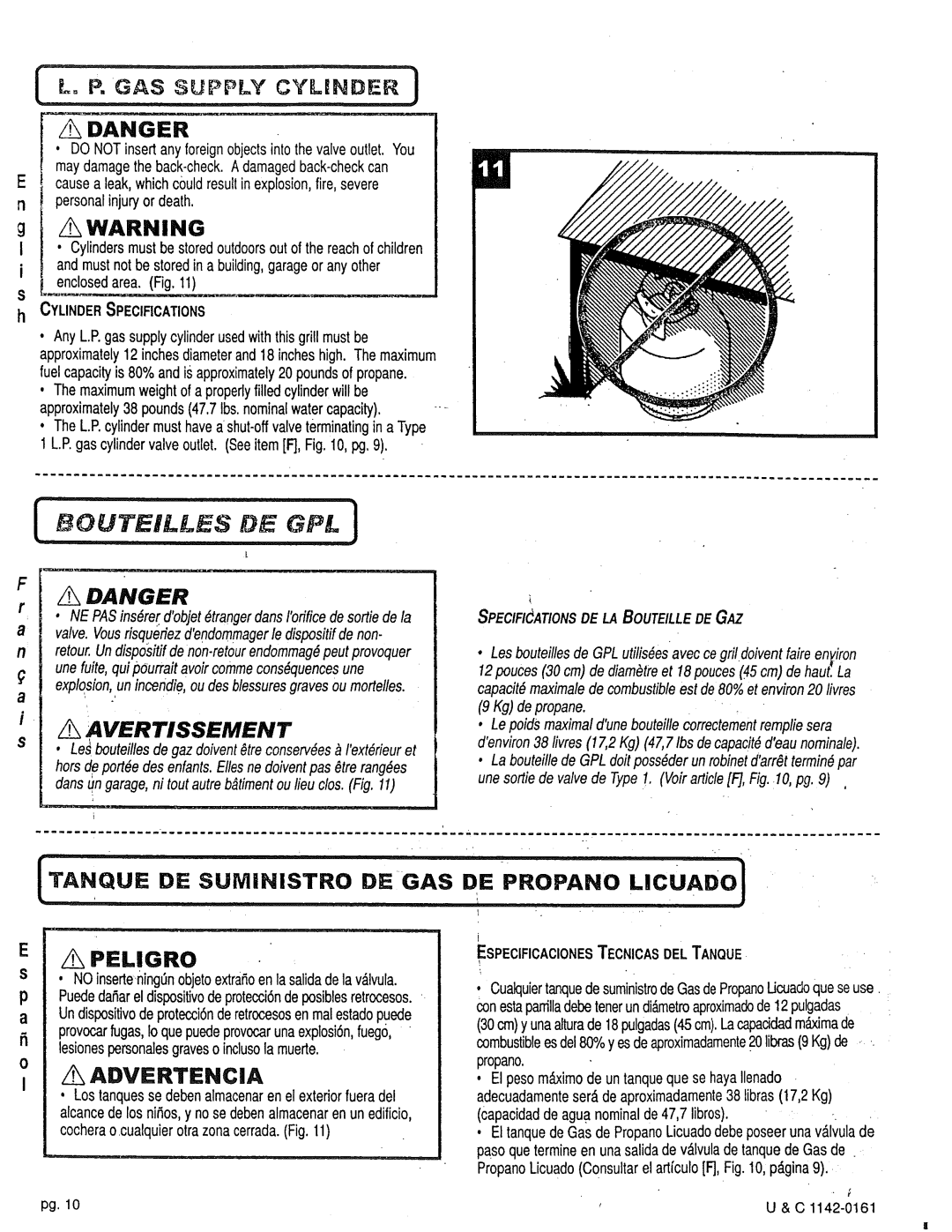 Craftsman 258.1240100 Cylinderspecifications, Especificacionestecnicasdeltanque, Capacidadde aguanominalde47,7 libros 