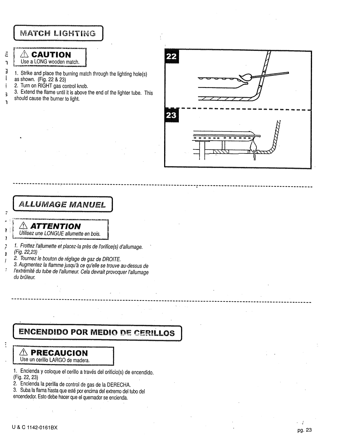 Craftsman 258.1240100 manual Utilisezune. -- , .. LONGUE..... allumetteenbois 