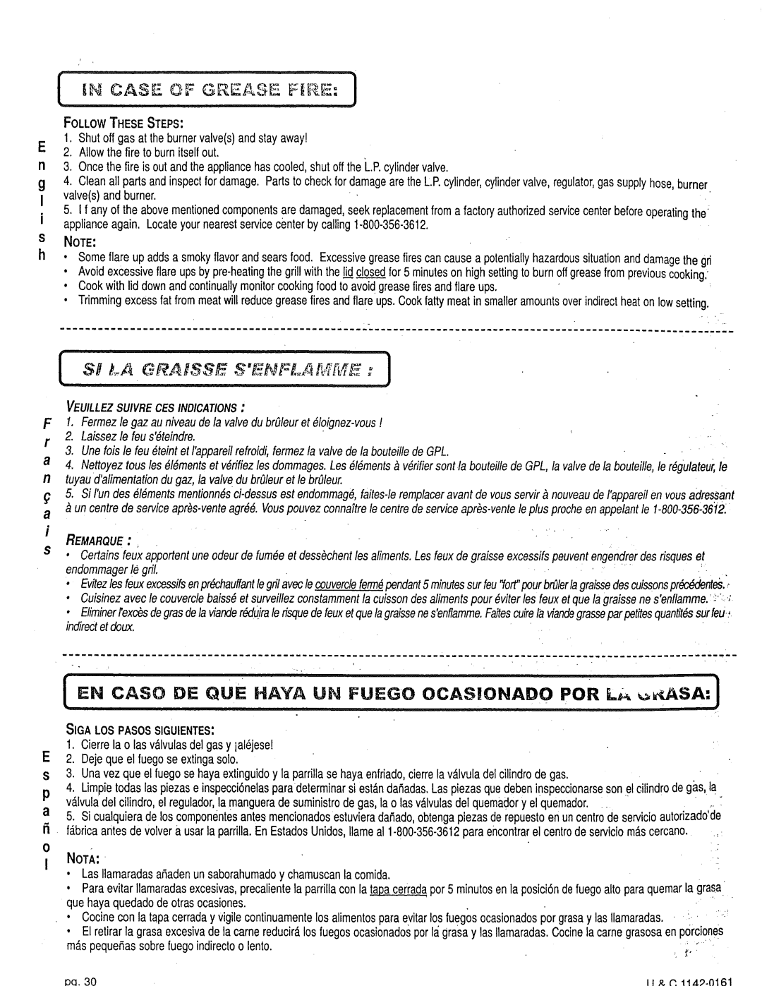 Craftsman 258.1240100 EN Caso DE QUiP Haya UN Fuigo OCAS!ONADO POR Li , SA, Veuillezsuivrecesindications, Remarque, Nota 