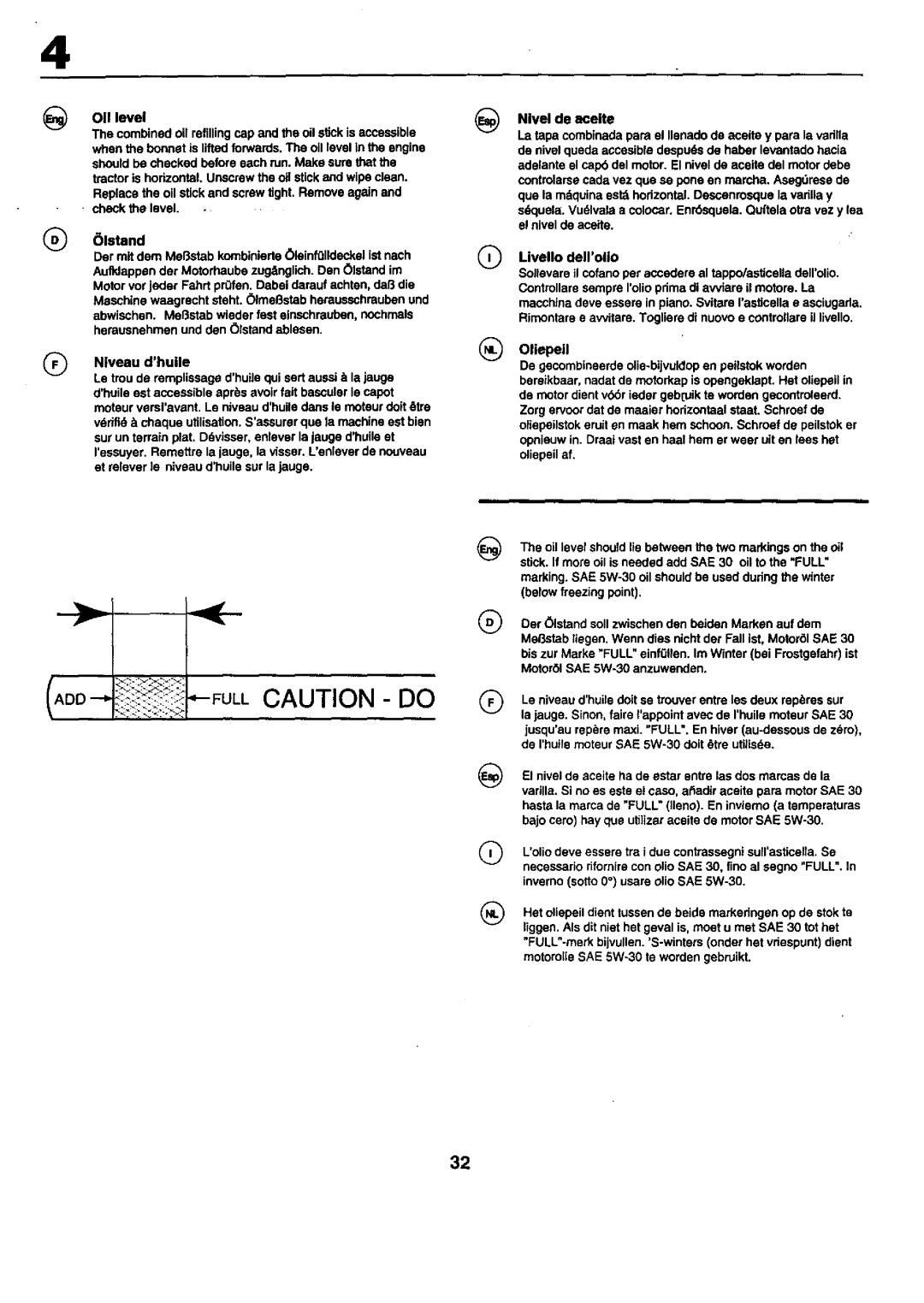 Craftsman 25949 instruction manual =--FULLCAUTION do, Nivel de acelte 