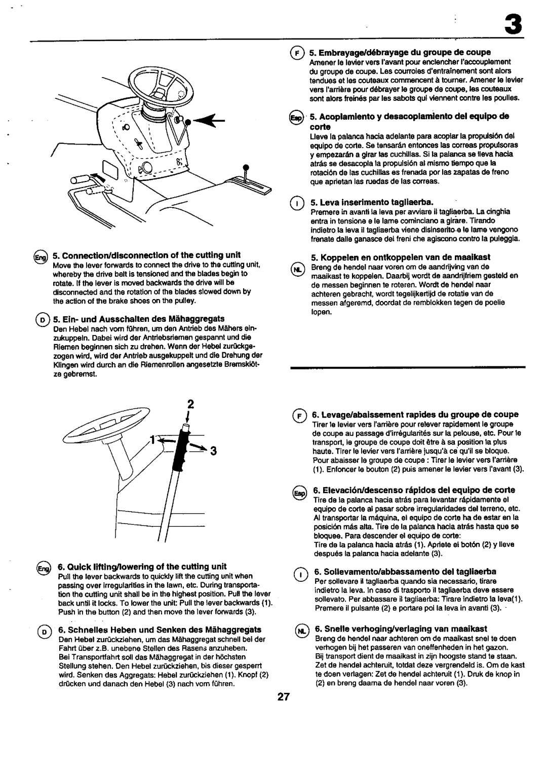 Craftsman 25949 instruction manual _5. Ein- und Ausschalten des M_haggregats 