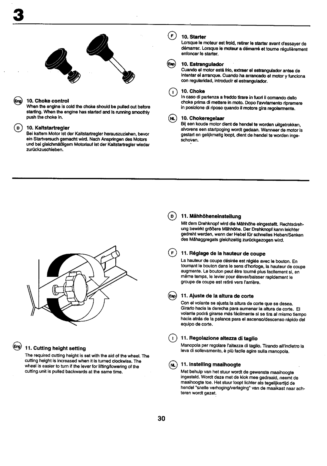 Craftsman 25949 instruction manual Q10. Kaltstertregler, 11. M_hh6heneinstellung 