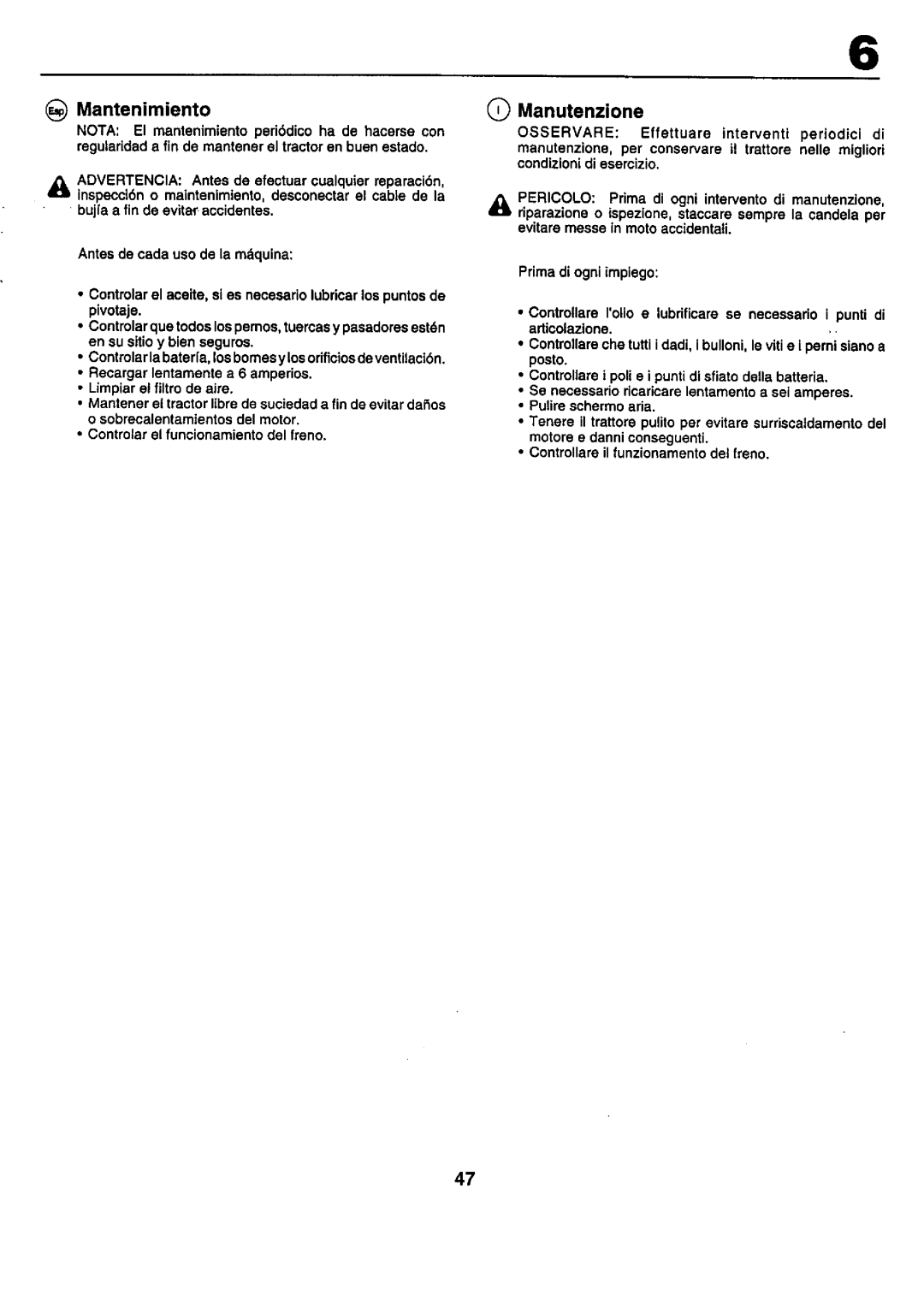 Craftsman 25949 instruction manual Q Manutenzione, _ Mantenimiento 
