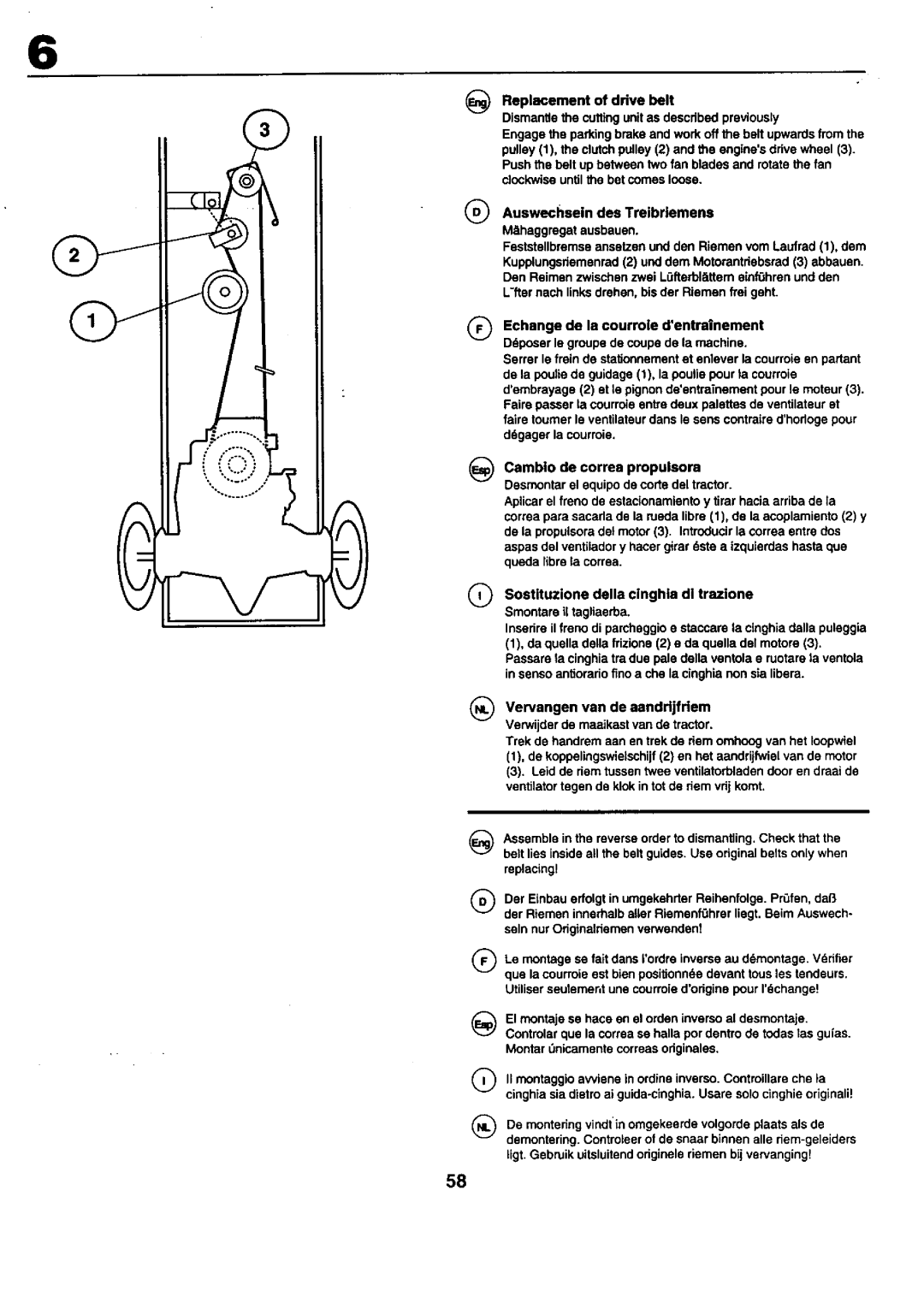 Craftsman 25949 instruction manual @ Replacement of ddve belt 