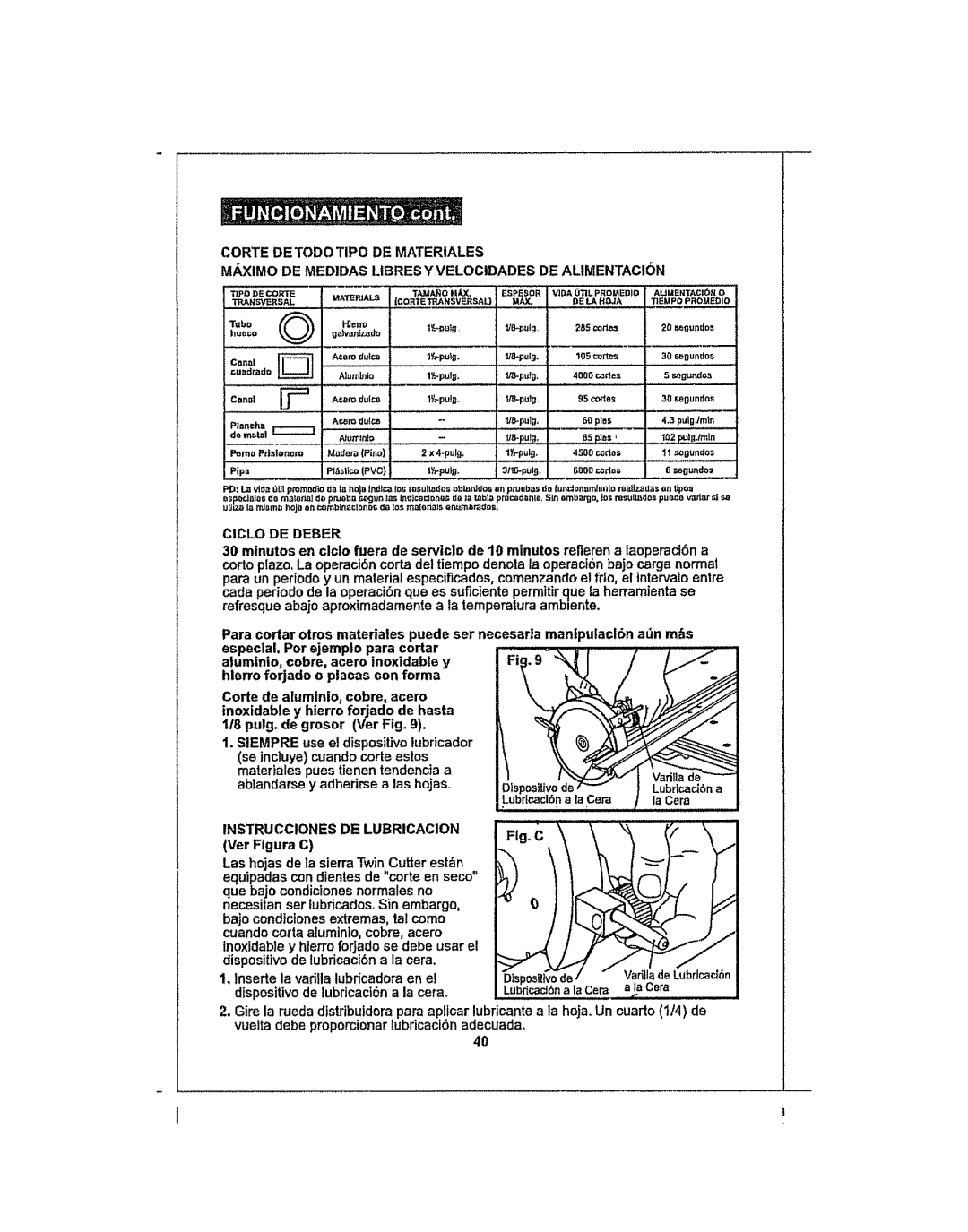 Craftsman 286.25574 owner manual Ciclo DE Deber, Poe coE, Instrucciones DE Lubricacion, A0n ms 