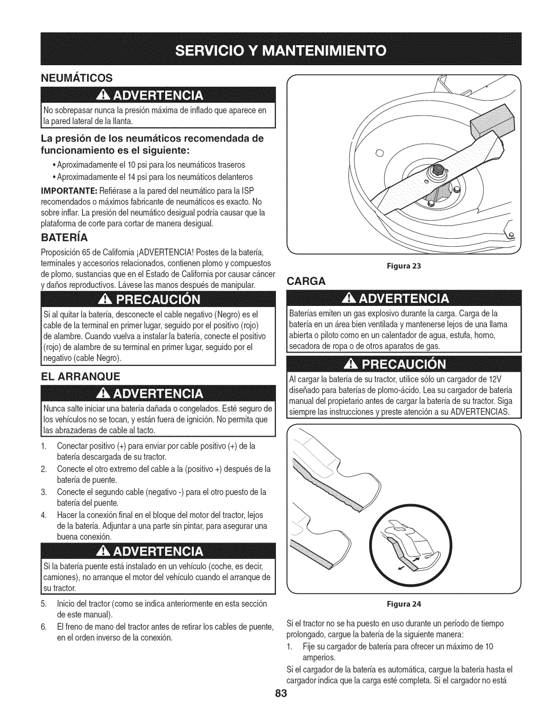 Craftsman 247.28904 manual BATERiA, EL Arranque 