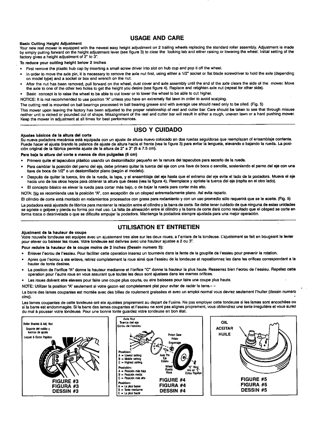 Craftsman 291.37619 owner manual Usage and Care, USO Y Cuidado, Utilisation ET Entretien, Dessin 