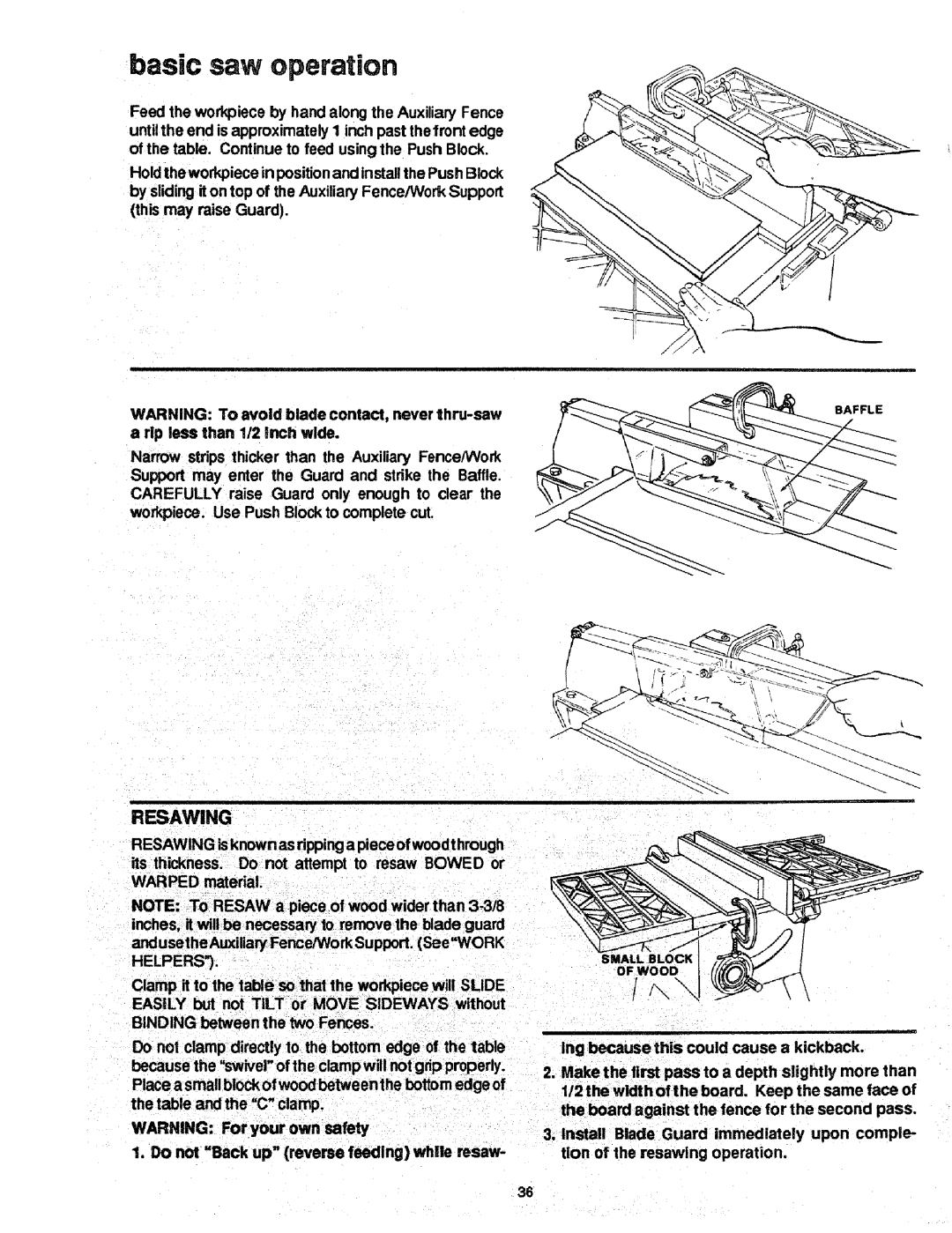 Craftsman 113.298721, 113.298761 manual RESAWlNG, Helpers 