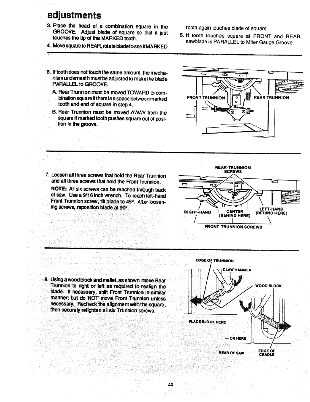 Craftsman 113.298721, 113.298761 manual Front Trunnion Rear Trunnion REAR-TRUNNION Screws 