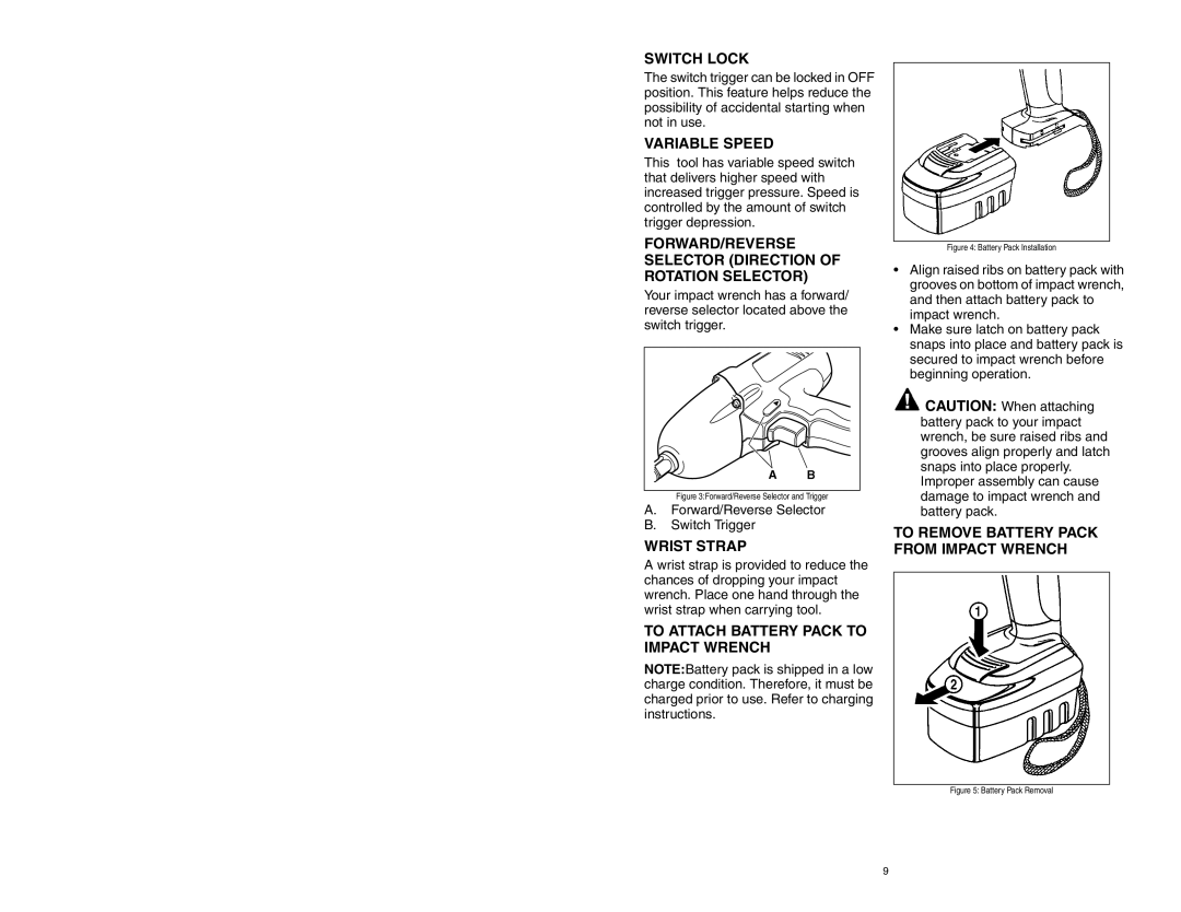 Craftsman 310.26825 Switch Lock, Variable Speed, FORWARD/REVERSE Selector Direction of Rotation Selector, Wrist Strap 