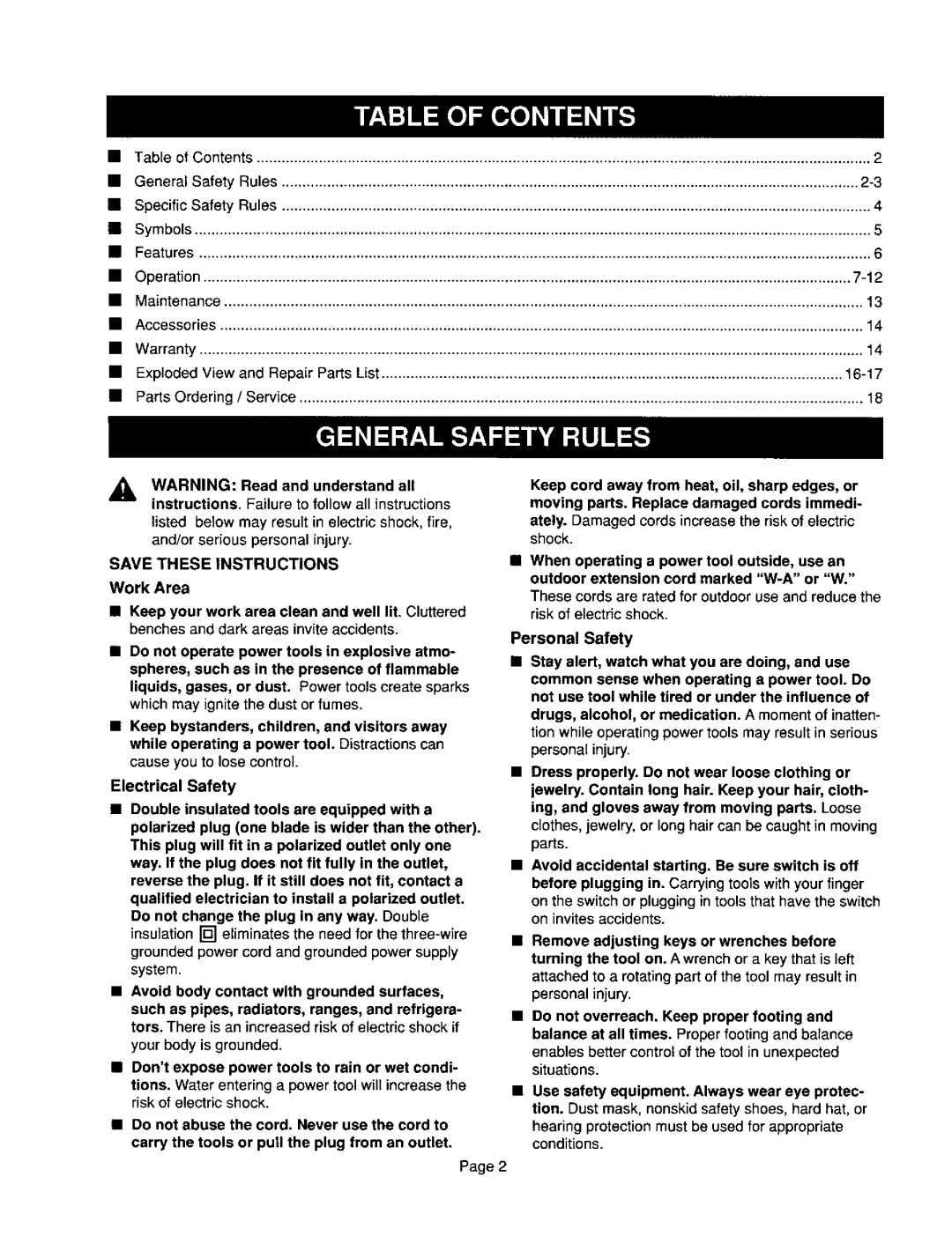 Craftsman 315.10136 operating instructions Savetheseinstructions 