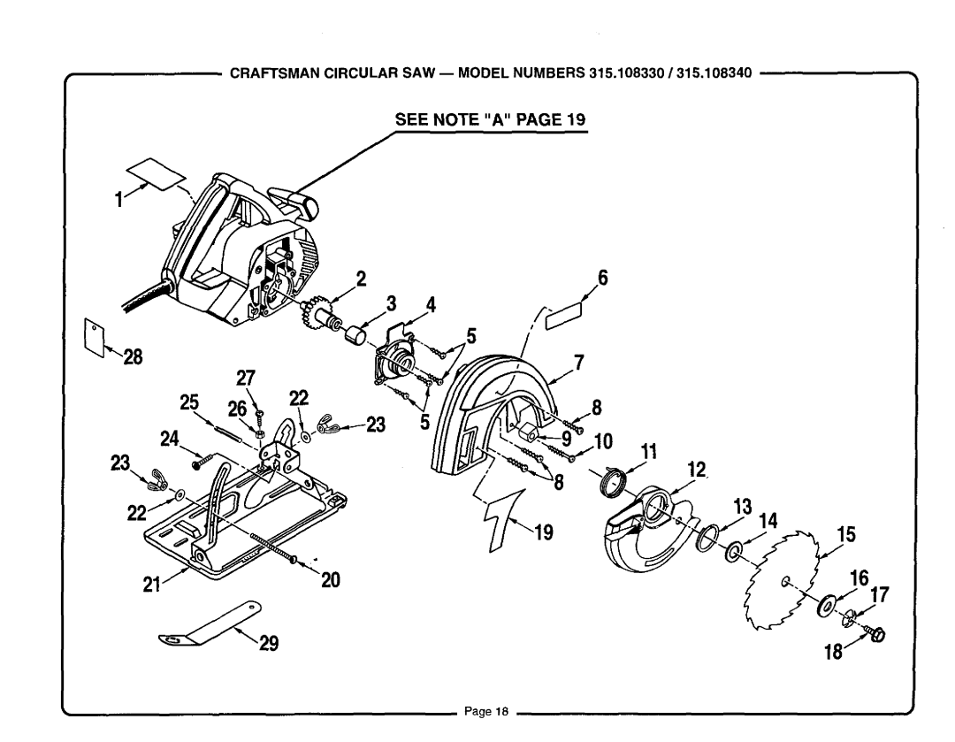 Craftsman 315.10834 owner manual 1617, Craftsman Circular SAW --MODEL Numbers 315.108330 