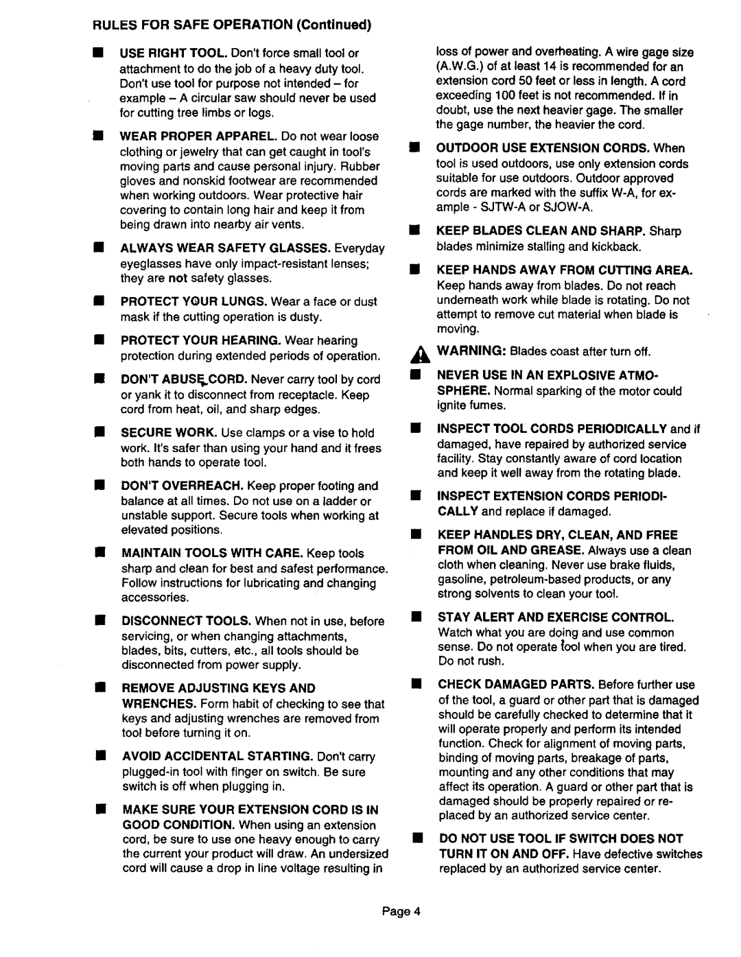 Craftsman 315.10834, 315.10833 owner manual Remove Adjusting Keys, Never USE in AN Explosive Atmo 