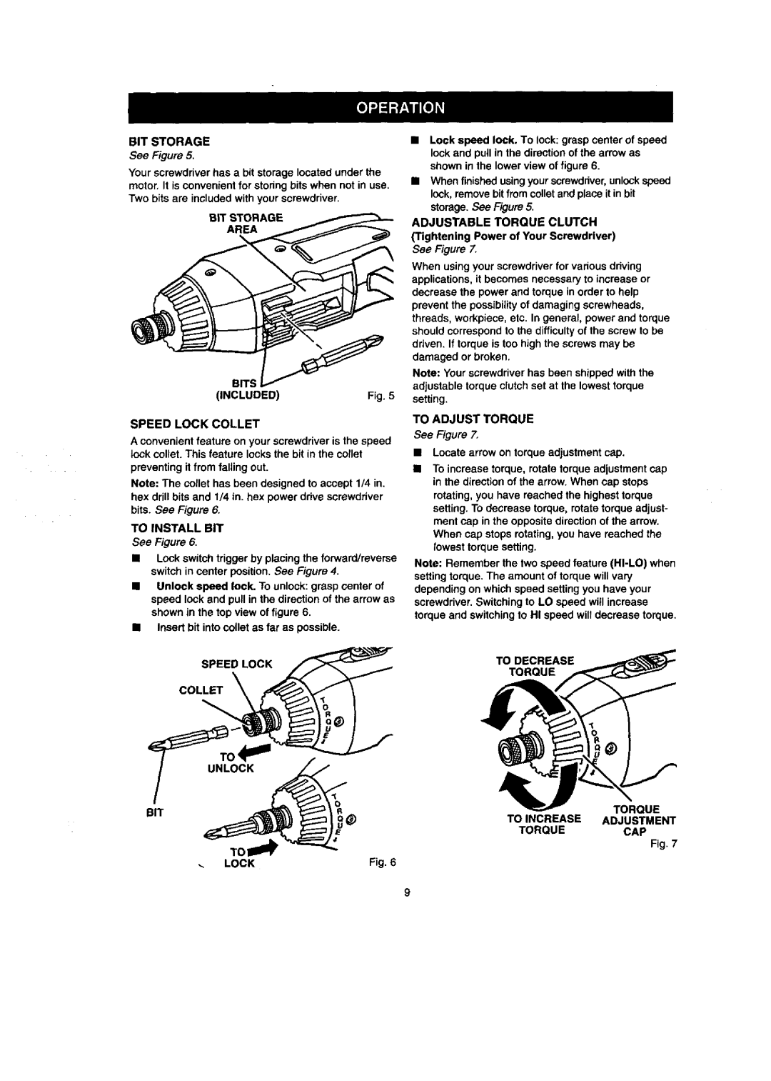 Craftsman 315.111640 owner manual Speed Lock Collet, To Adjust Torque 